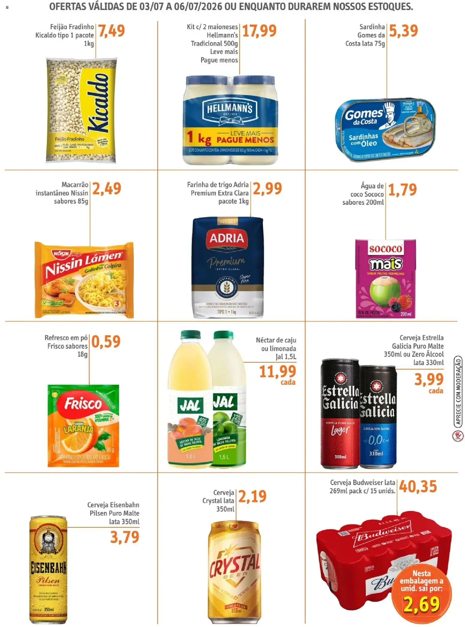 Sonda Folheto - válido de 03/07/2026 | Página: 4 | Produtos: Ômega 3, Pó, Refresco, Macarrão