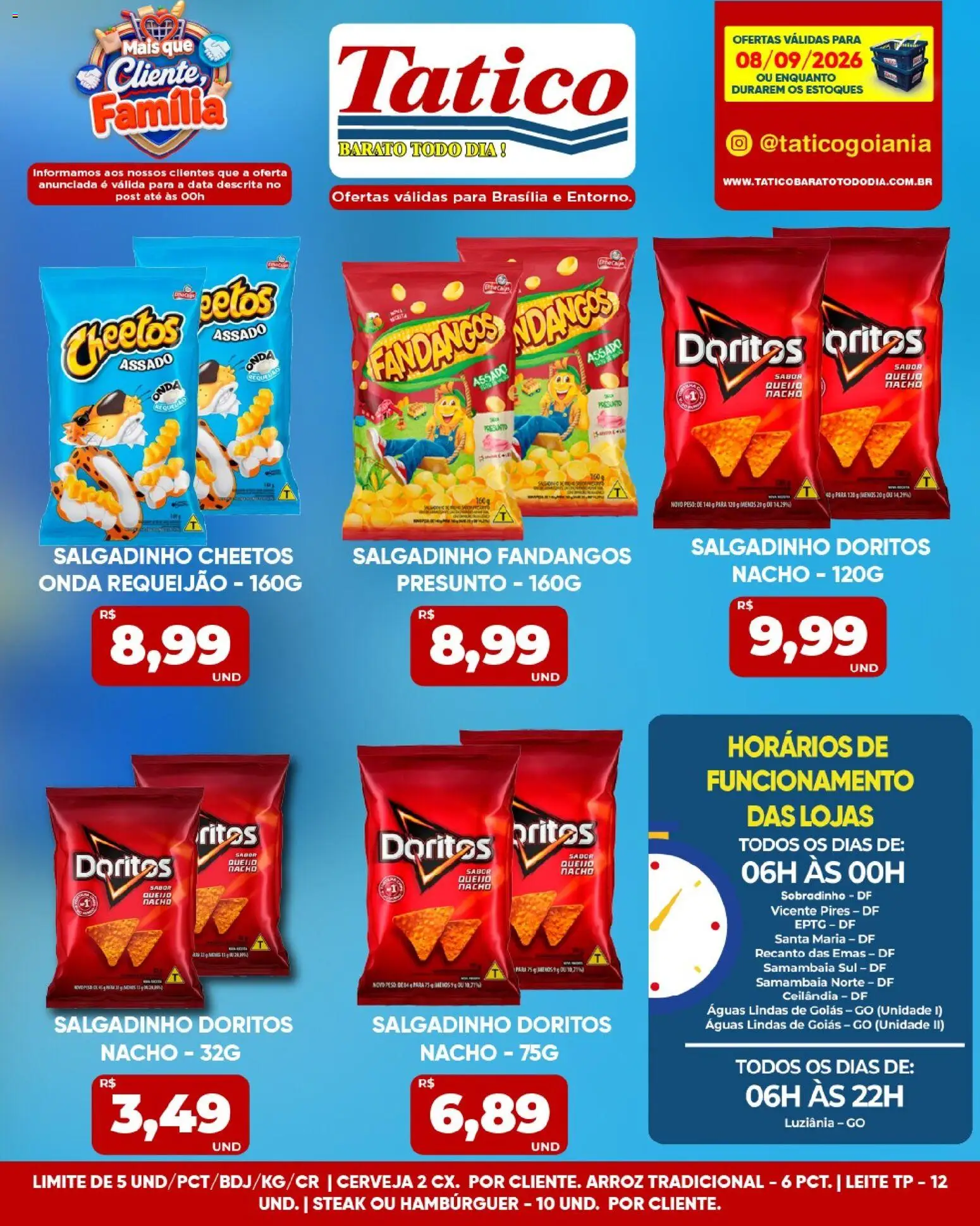 Tatico Folheto - válido de 08/09/2026 | Página: 17 | Produtos: Queijo, Presunto, Arroz, Cheetos