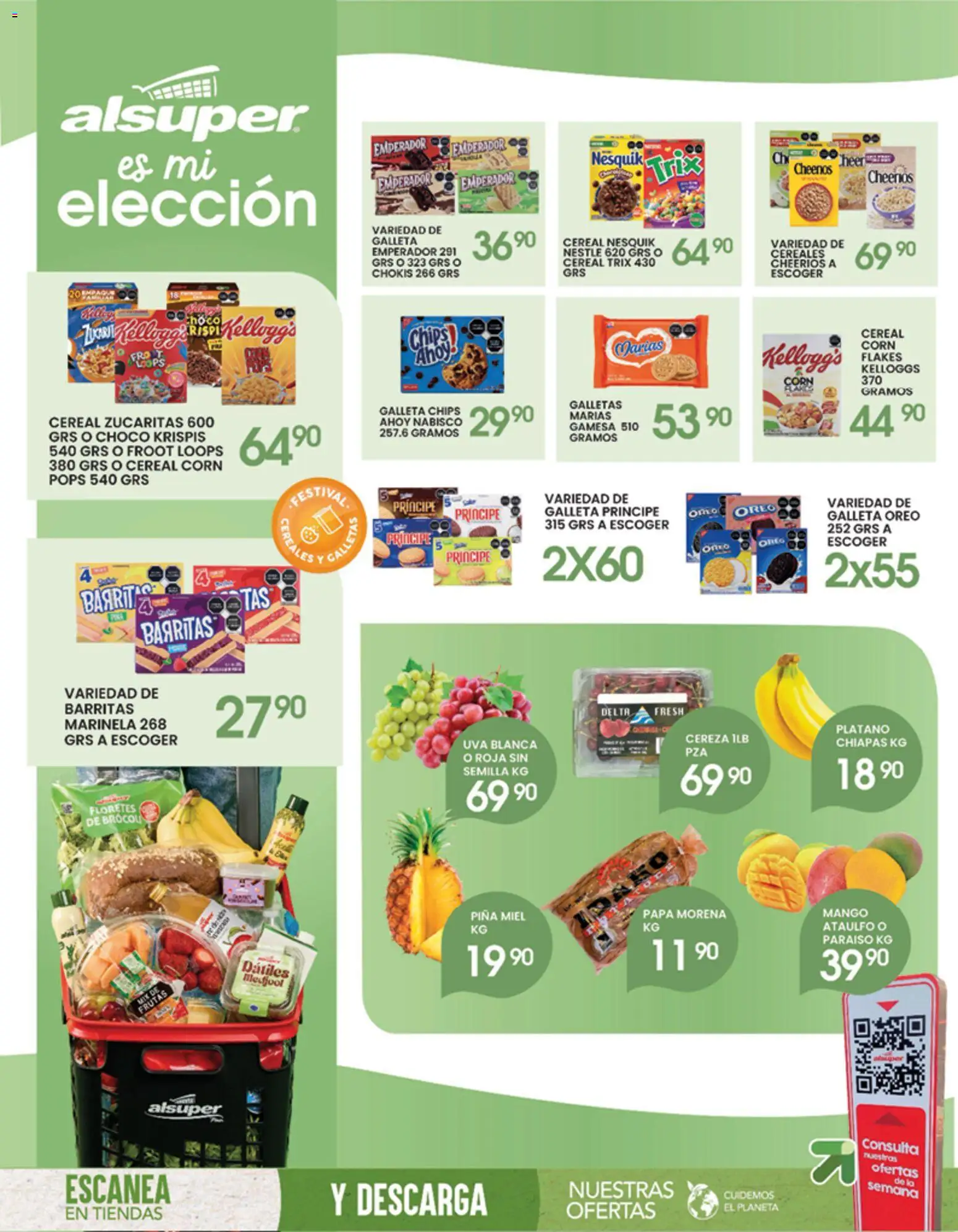 Nuevas ofertas de Alsuper válidas en toda la República Mexicana desde el 05.05.2026. ¡Encuentra las mejores ofertas en Alsuper folleto Laguna! | Página: 8 | Productos: Plátano, Brocoli, Mango, Uva