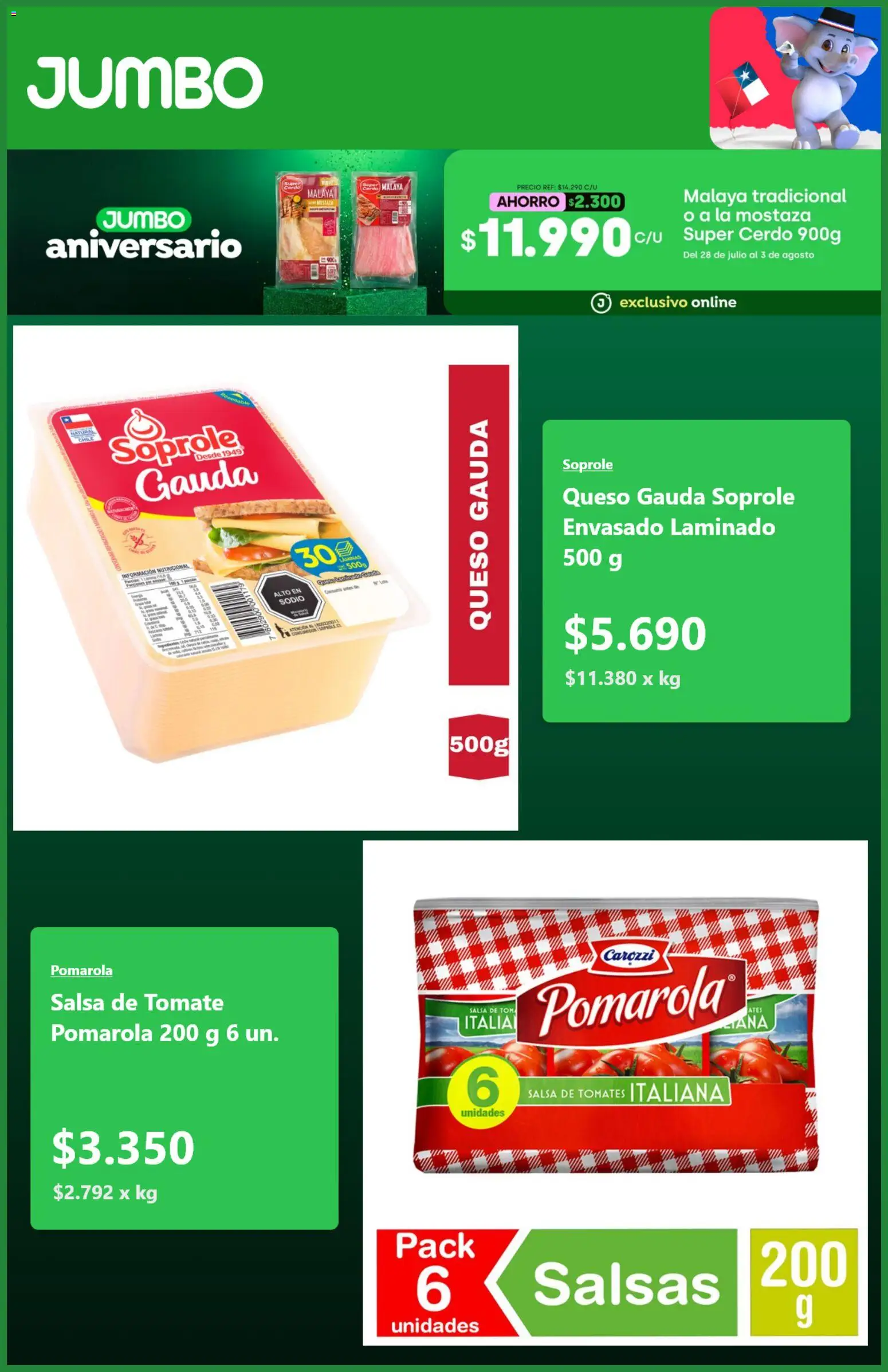 Jumbo Ofertas │ válido desde el 27.07.2026 | Página: 3 | Productos: Salsas, Queso, Cerdo, Mostaza