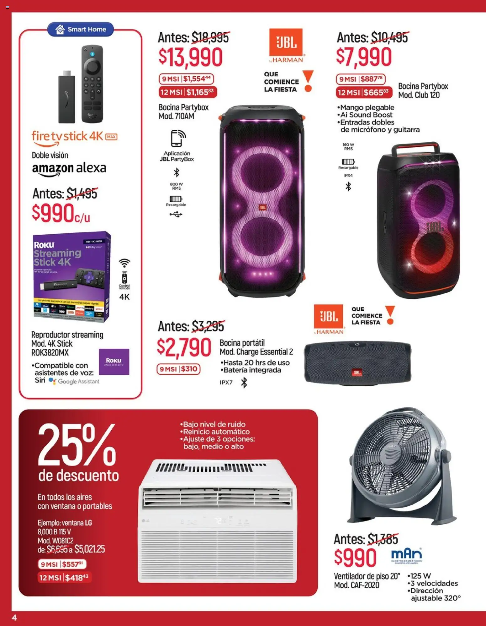 Nuevas ofertas de Chedraui válidas en toda la República Mexicana desde el 15.05.2026. ¡Encuentra las mejores ofertas en Chedraui folleto LLevarte más cuesta aún menos! | Página: 4 | Productos: Ventilador, Reproductor, Micrófono, Bocina