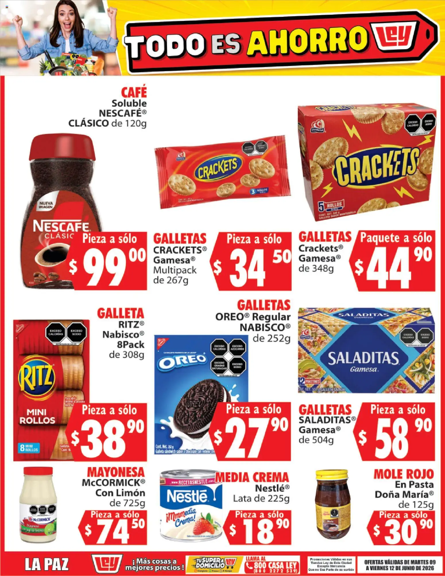 Nuevas ofertas de Casa Ley válidas en toda la República Mexicana desde el 09.06.2026. ¡Encuentra las mejores ofertas en Casa Ley folleto Todo es ahorro! | Página: 3 | Productos: Mayonesa, Crema, Pasta, Galletas