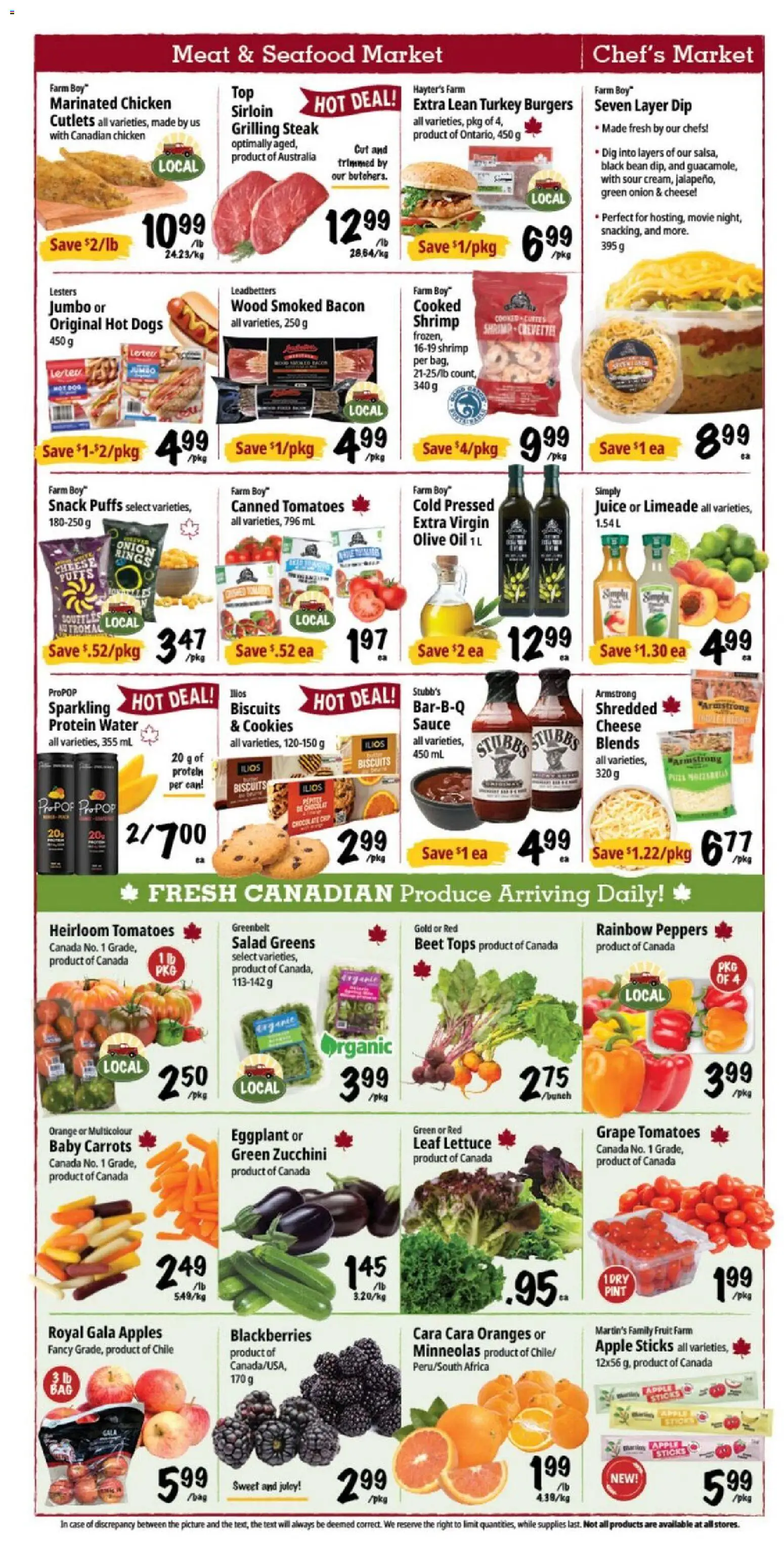 Farm Boy flyer valid from Aug 20, 2026 | Page: 2 | Products: Seafood, Salad, Water, Burgers