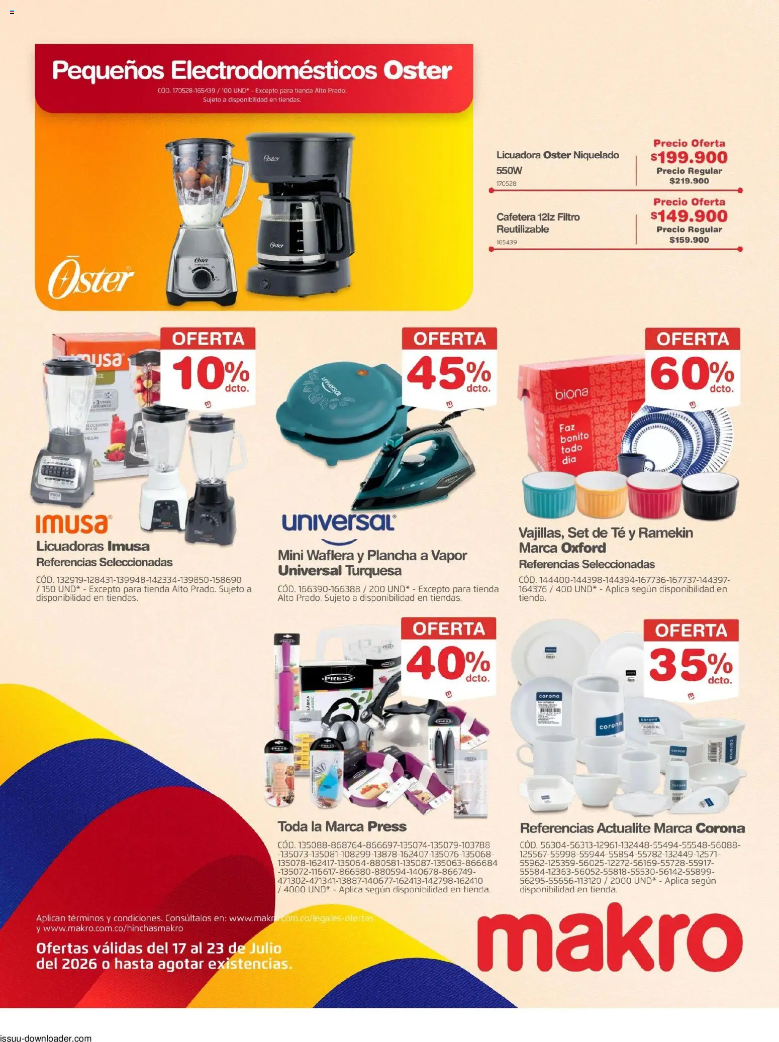 Makro revista - valida desde el 17/07/2026 | Página: 35 | Productos: Té, Plancha, Licuadora, Waflera