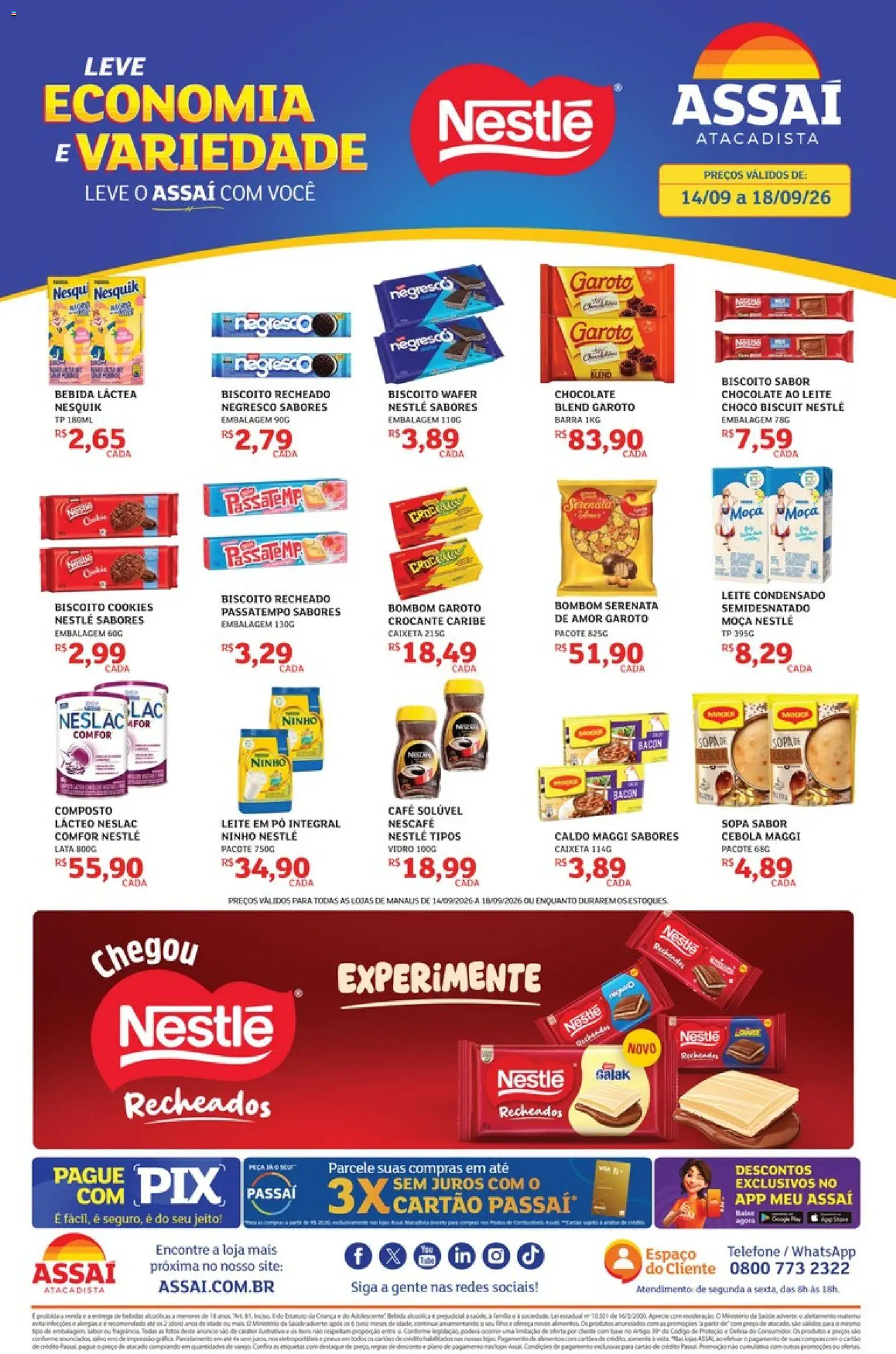 Assaí Atacadista Folheto - válido de 14/09/2026 | Página: 1 | Produtos: Bebida, Bacon, Leite condensado, Leite em pó
