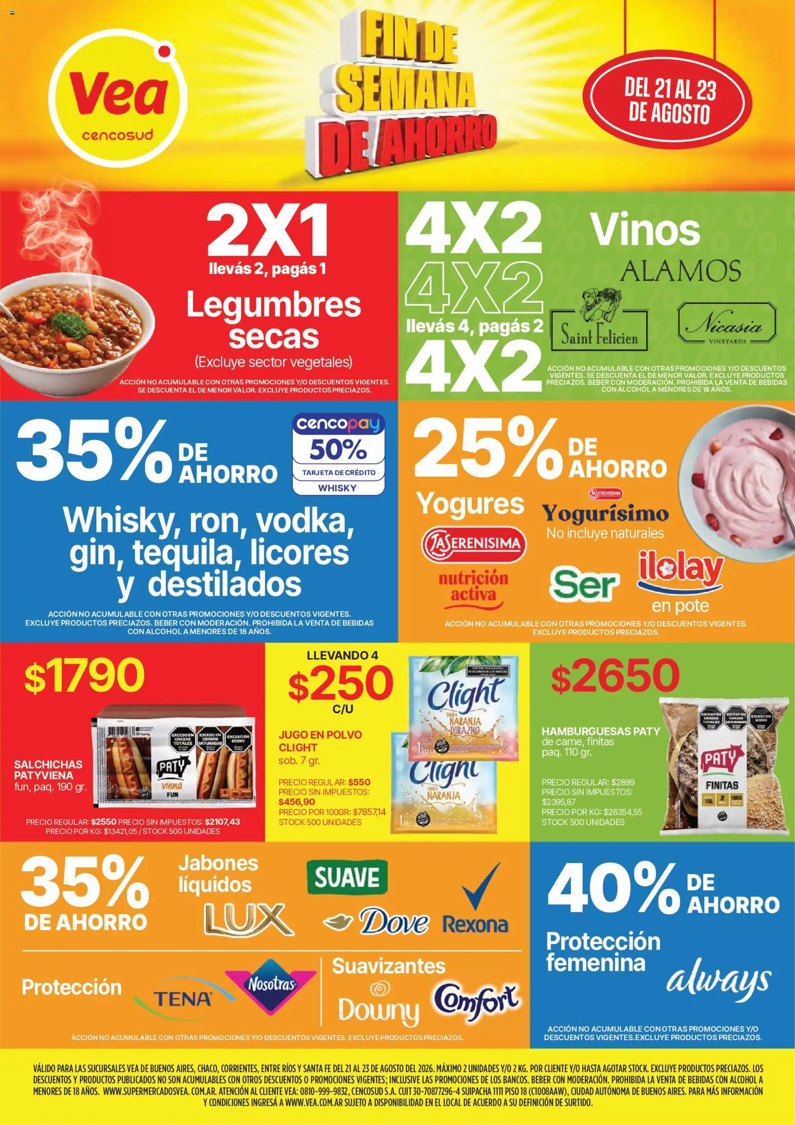 Vea - Fin de semana de ahorro | BA Nea │ válido desde el 21/08/2026 | Página: 1 | Productos: Legumbres, Bebidas, Durazno, Salchichas
