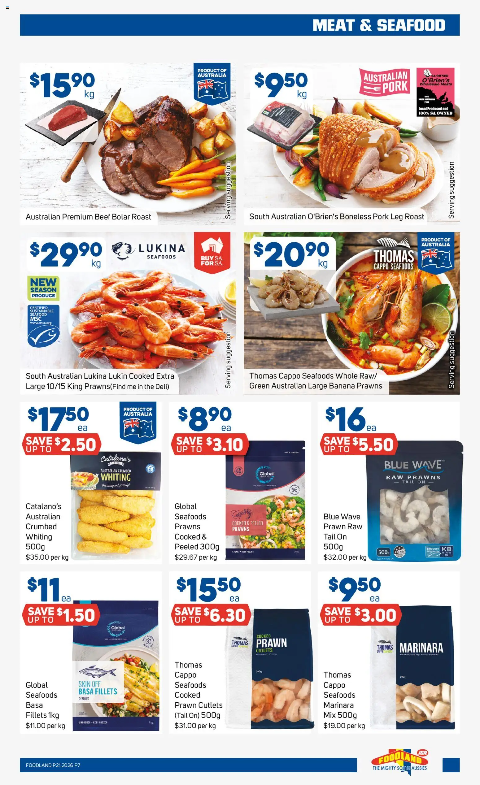 Foodland catalogue - valid from 20.05.2026 | Page: 7 | Products: Beef, Meat, Prawns, Seafood