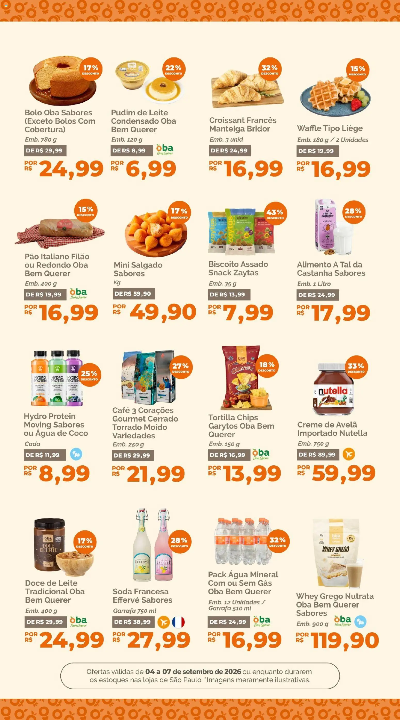 Oba Hortifruti Folheto - válido de 04/09/2026 | Página: 8 | Produtos: Água de coco, Manteiga, Soda, Creme de avelã