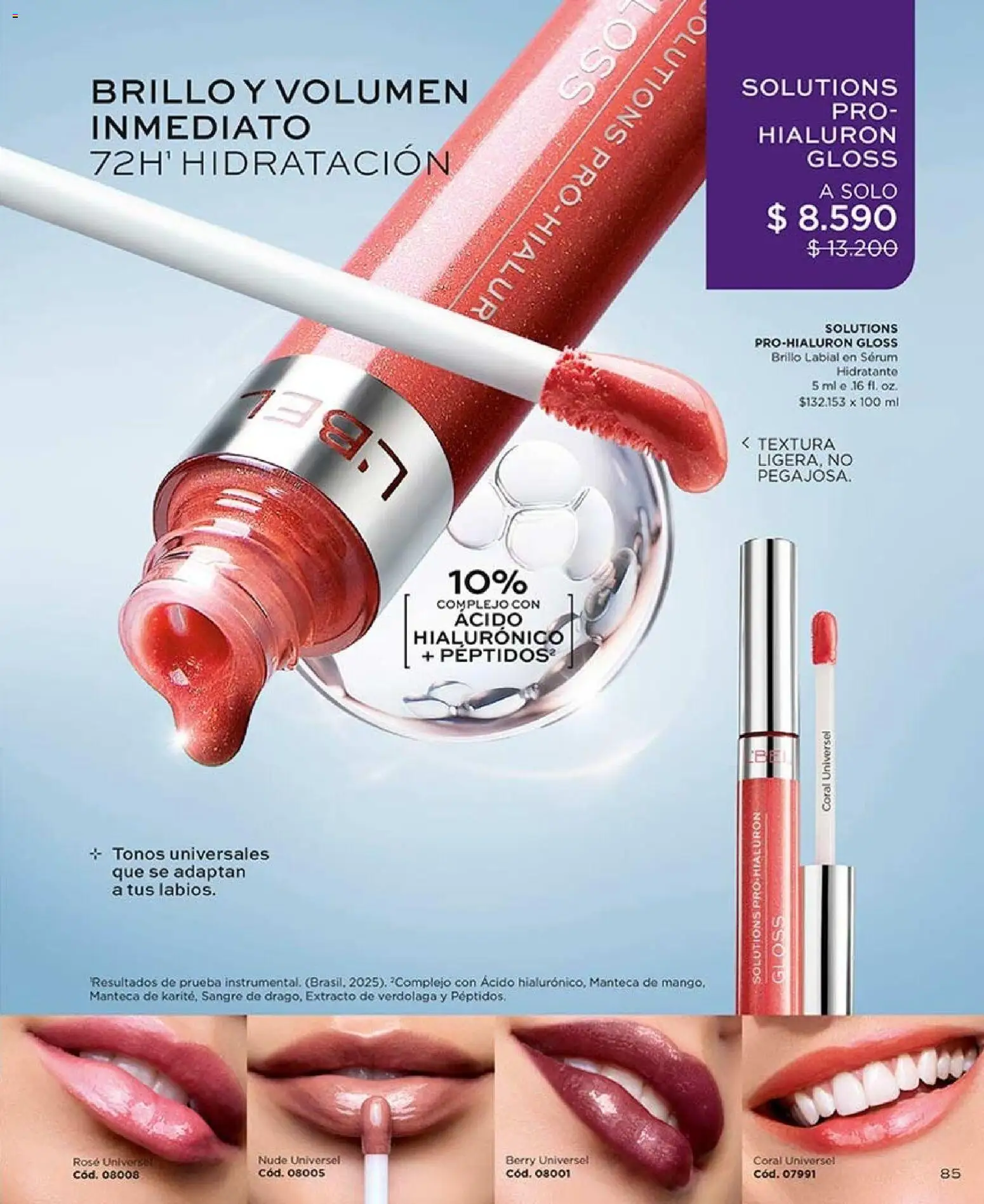 Catálogo L'Bel Campaña 14 │ válido desde el 16.08.2026 | Página: 85 | Productos: Brillo, Manteca, Labial, Serum