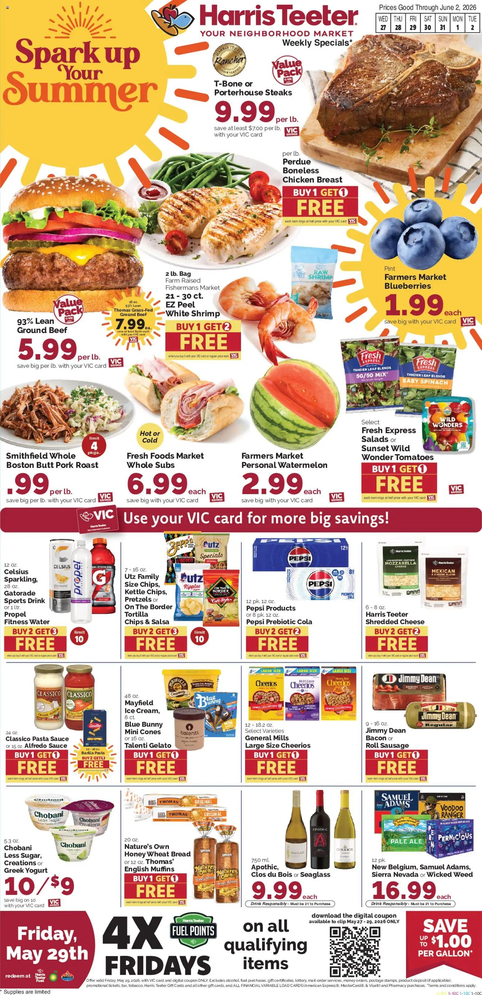 Harris Teeter Weekly Ad - NC - valid from 27.05.2026 | Page: 1 | Products: Yogurt, Beef, Pasta, Chips