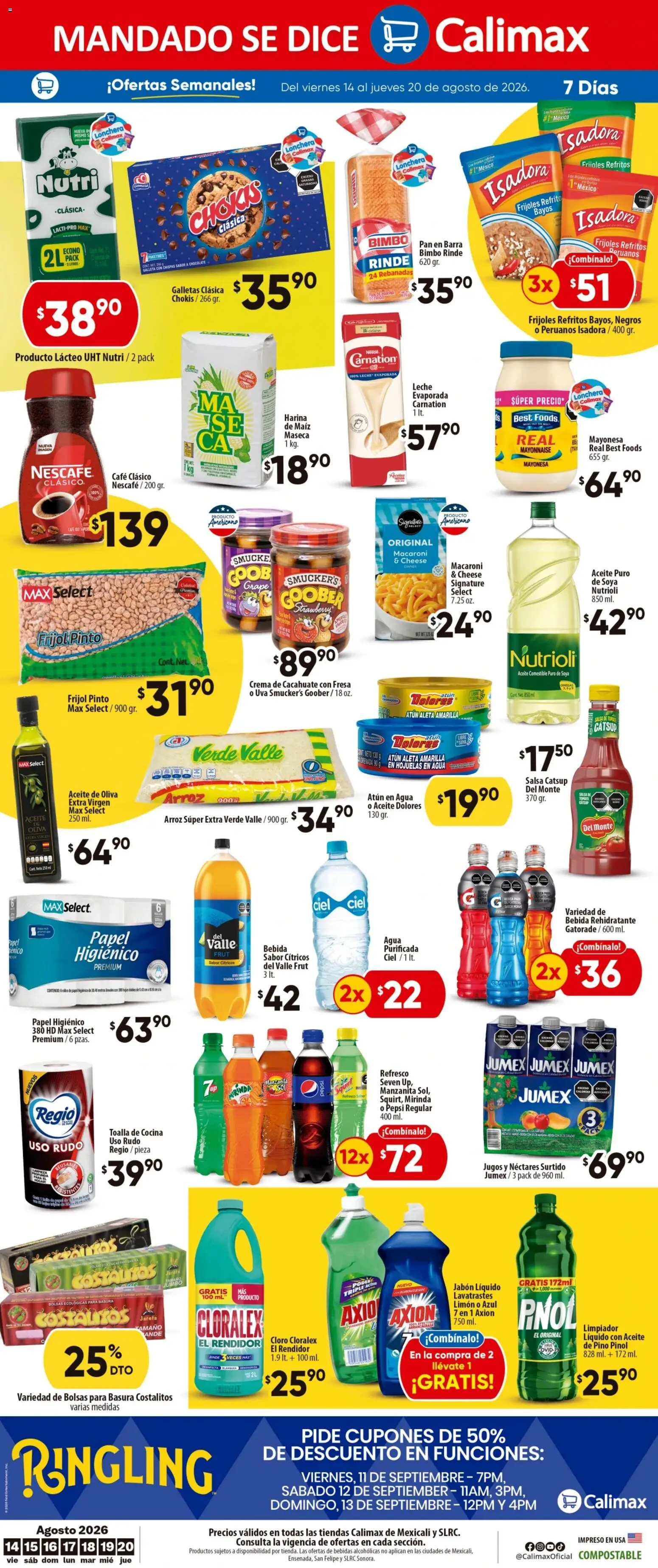 Nuevas ofertas de Calimax válidas en toda la República Mexicana desde el 14/08/2026. ¡Encuentra las mejores ofertas en Calimax folleto Mexicali y SLRC! | Página: 4 | Productos: Fresa, Jabón líquido, Cacahuate, Cítricos
