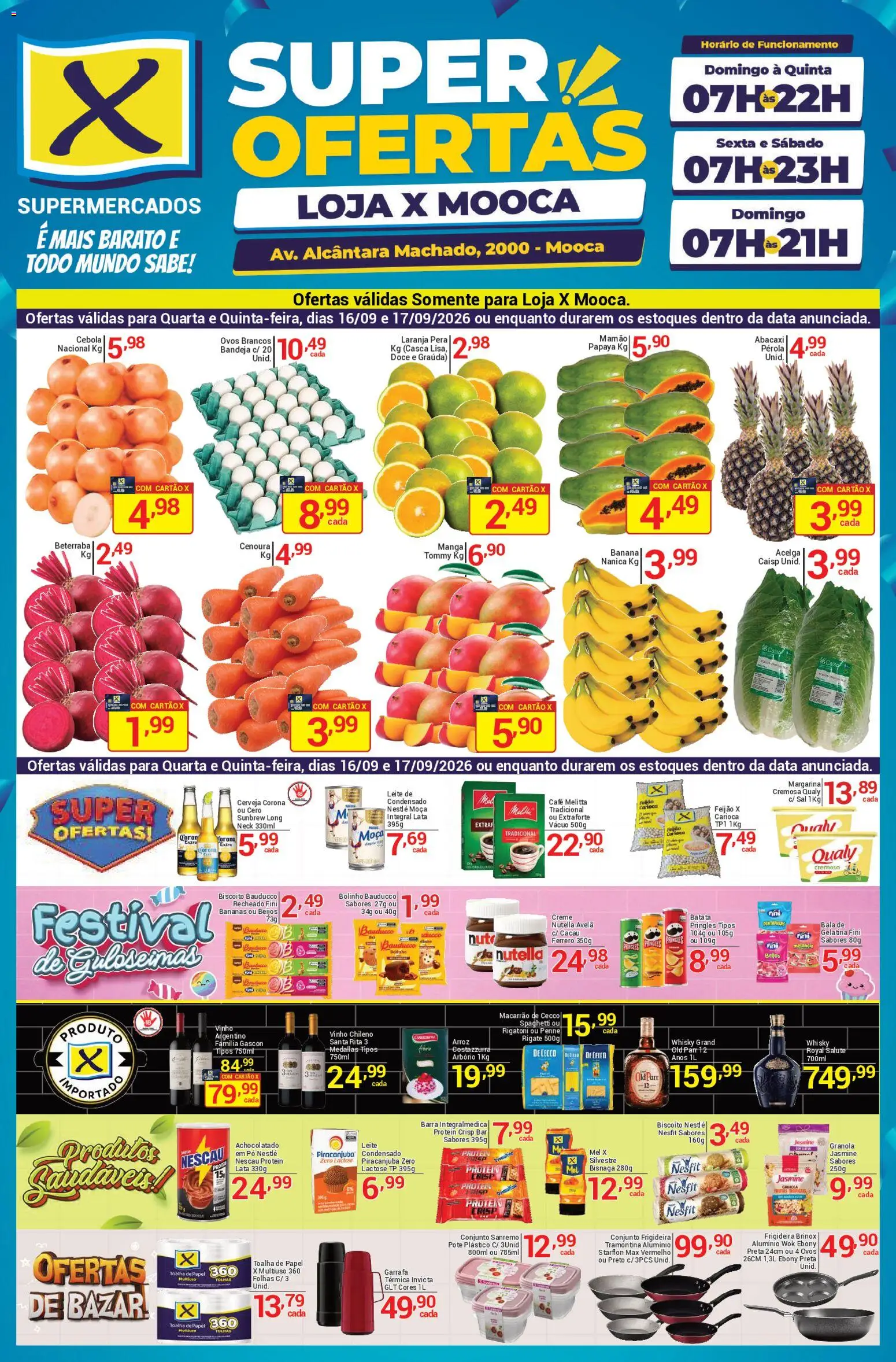 X Supermercados Folheto - válido de 16/09/2026 | Página: 1 | Produtos: Vinho, Mel, Bandeja, Avelã