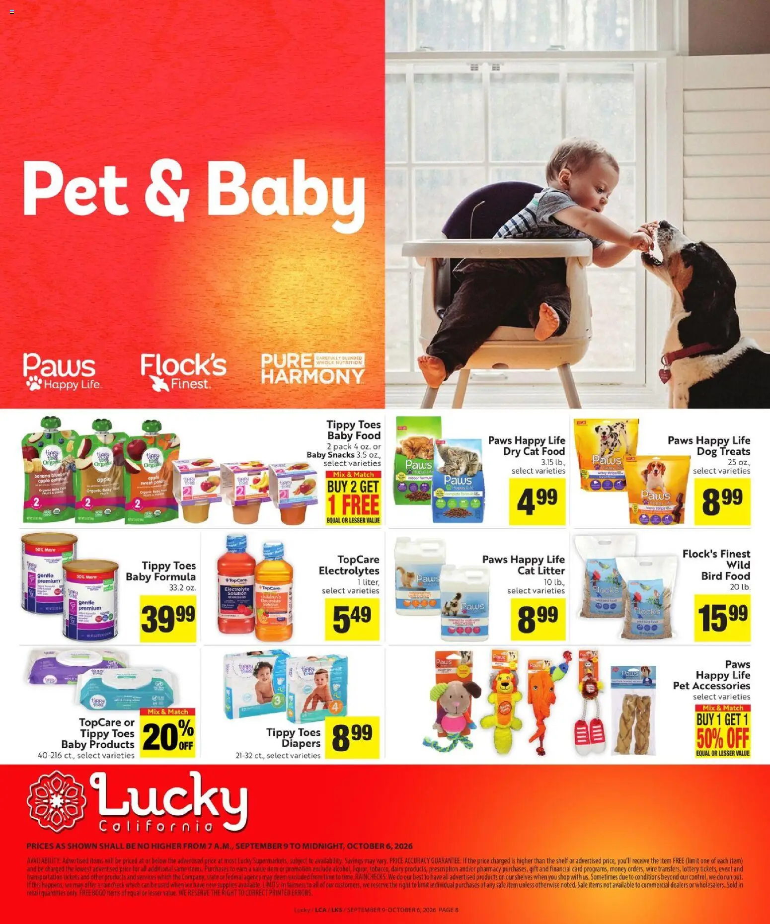 Lucky Supermarkets Ad - valid from 09/09/2026 | Page: 8 | Products: Shelf, Cat Food, Cat Litter, Baby formula