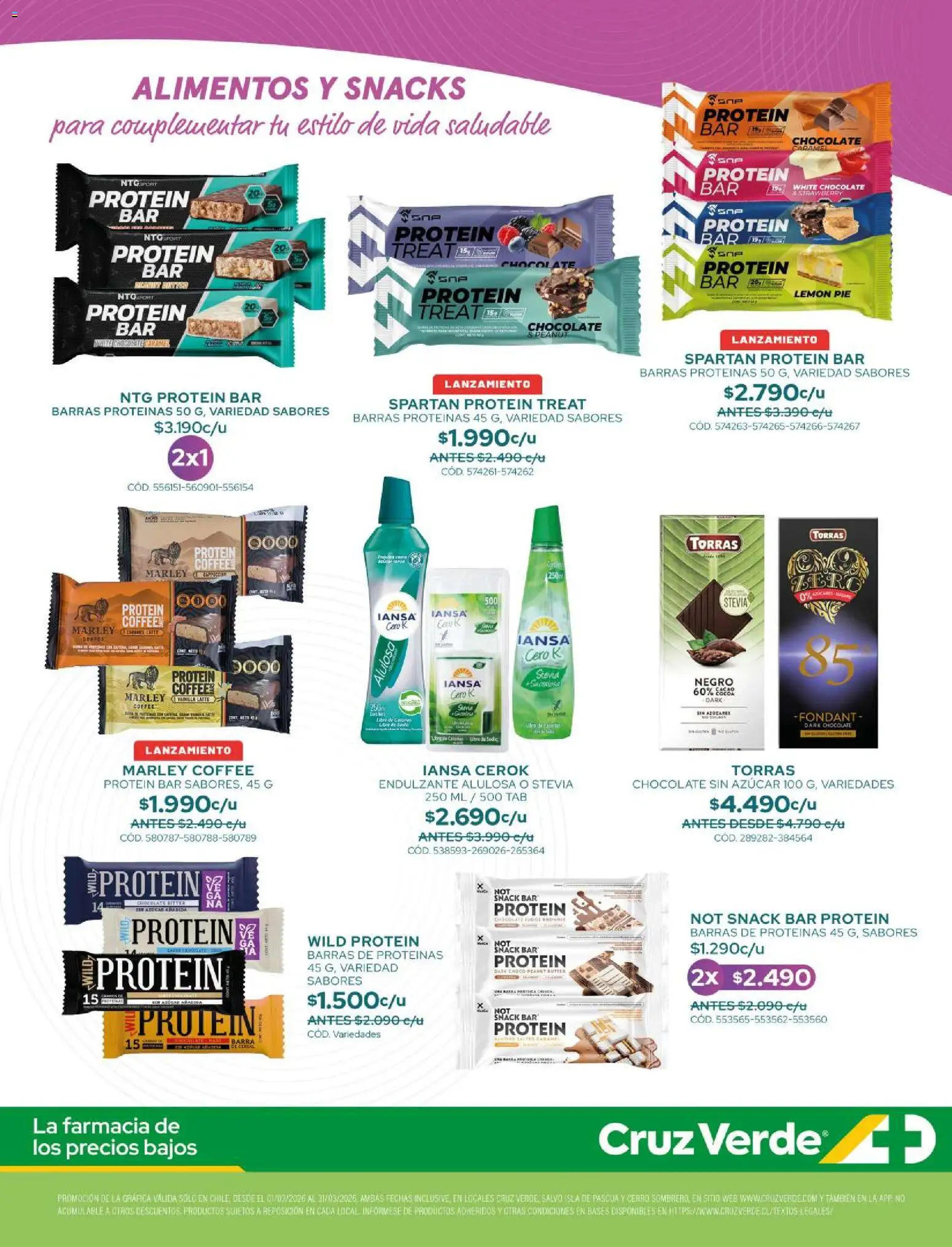Cruz Verde - Bebestibles y Snacks │ válido desde el 01.03.2026 | Página: 4 | Productos: Barras de proteinas, Chocolate, Azucar, Endulzante
