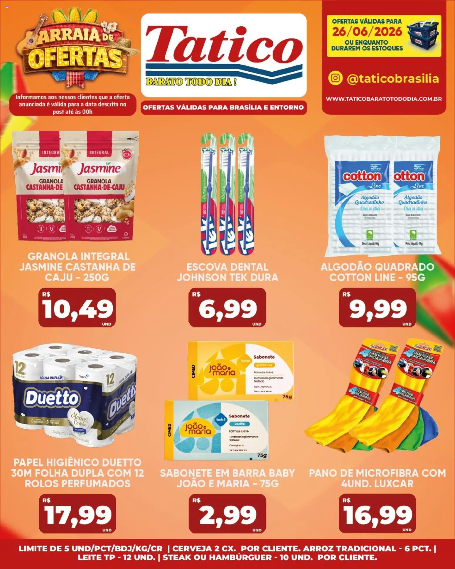 Tatico Folheto - válido de 26/06/2026 | Página: 20 | Produtos: Caju, Leite, Cerveja, Algodão