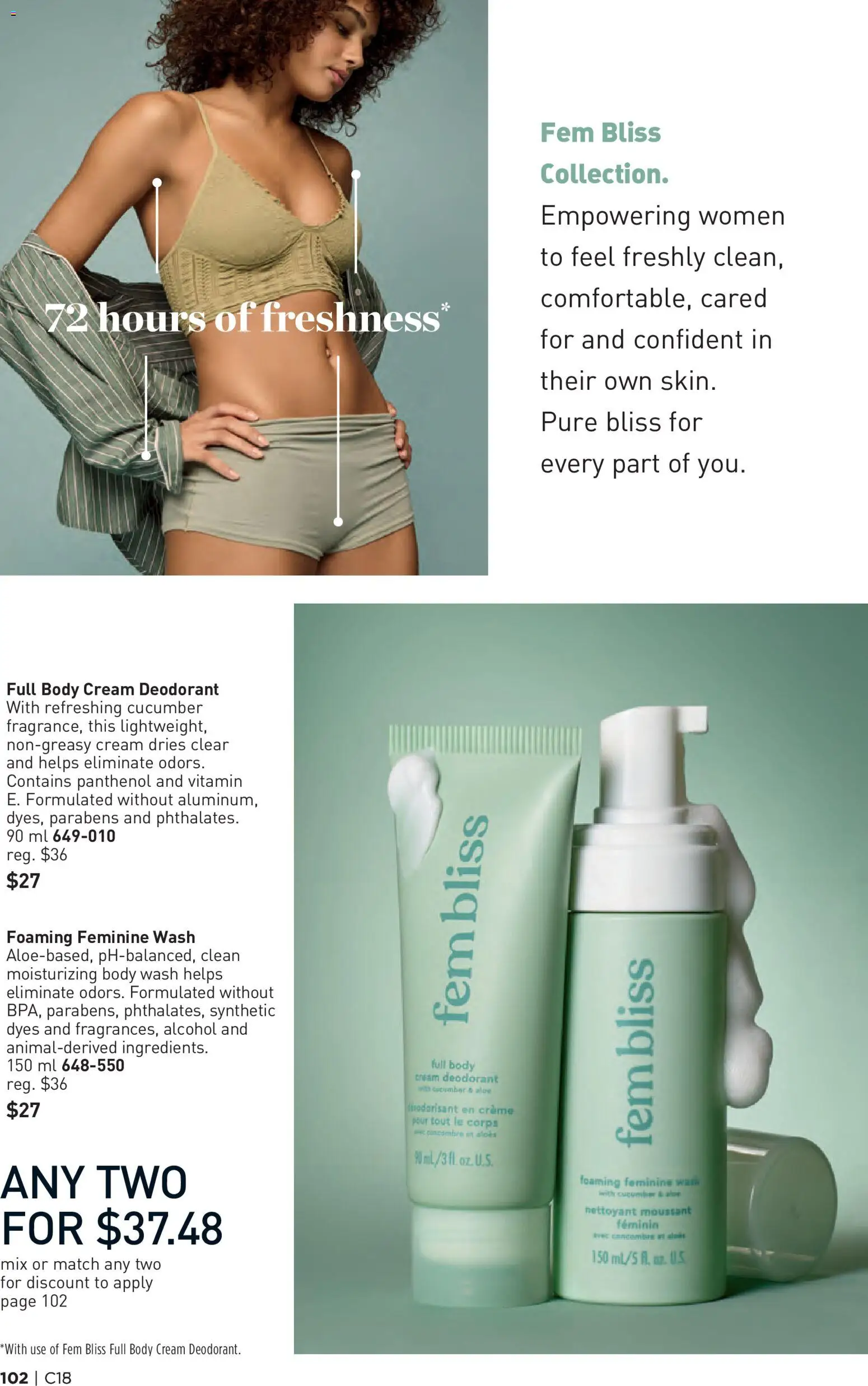 Avon flyer valid from Aug 27, 2026 | Page: 102 | Products: Cream, Alcohol, Body wash, Deodorant