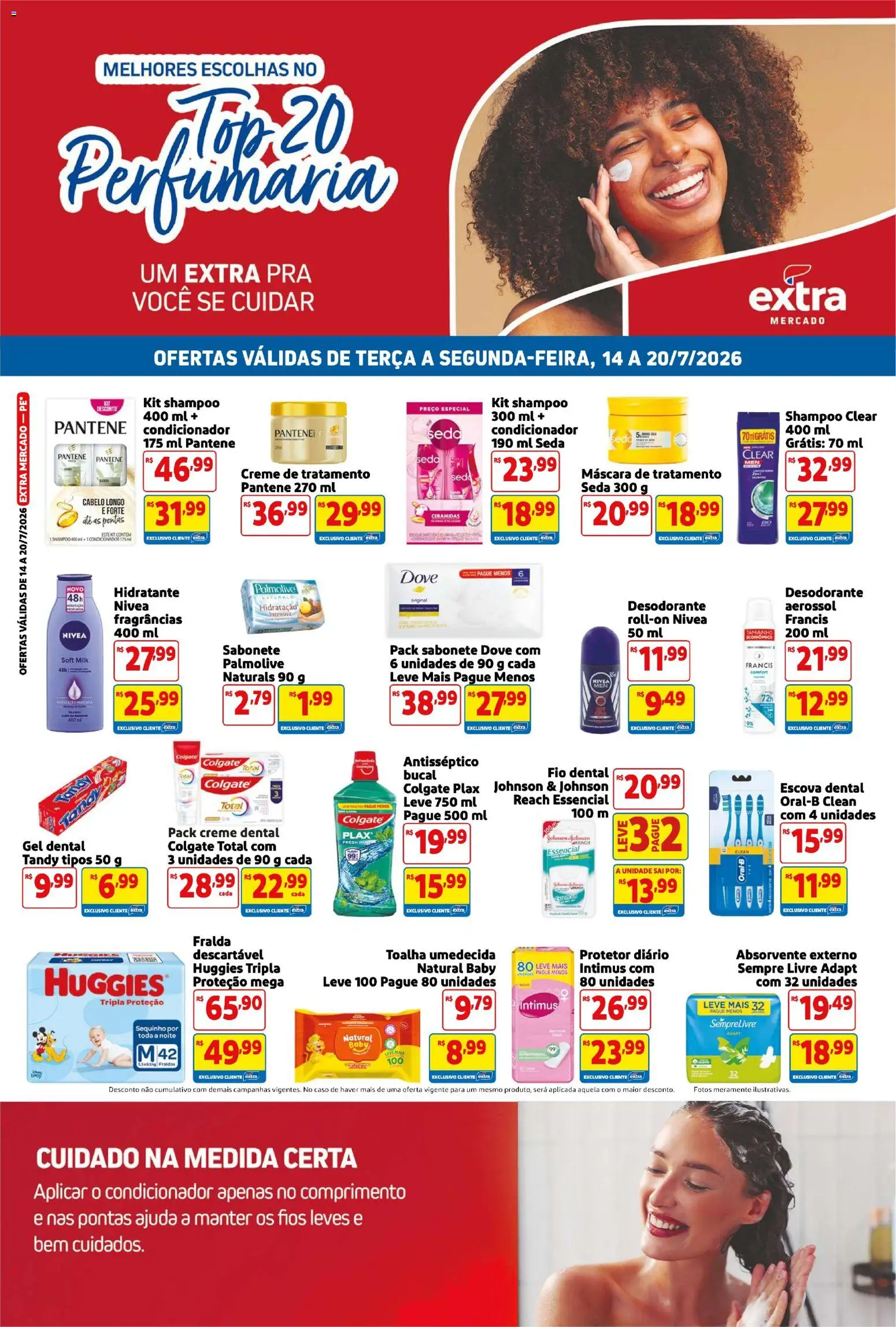 Extra Folheto - válido de 14/07/2026 | Página: 4 | Produtos: Creme, Dove, Absorvente, Toalha umedecida
