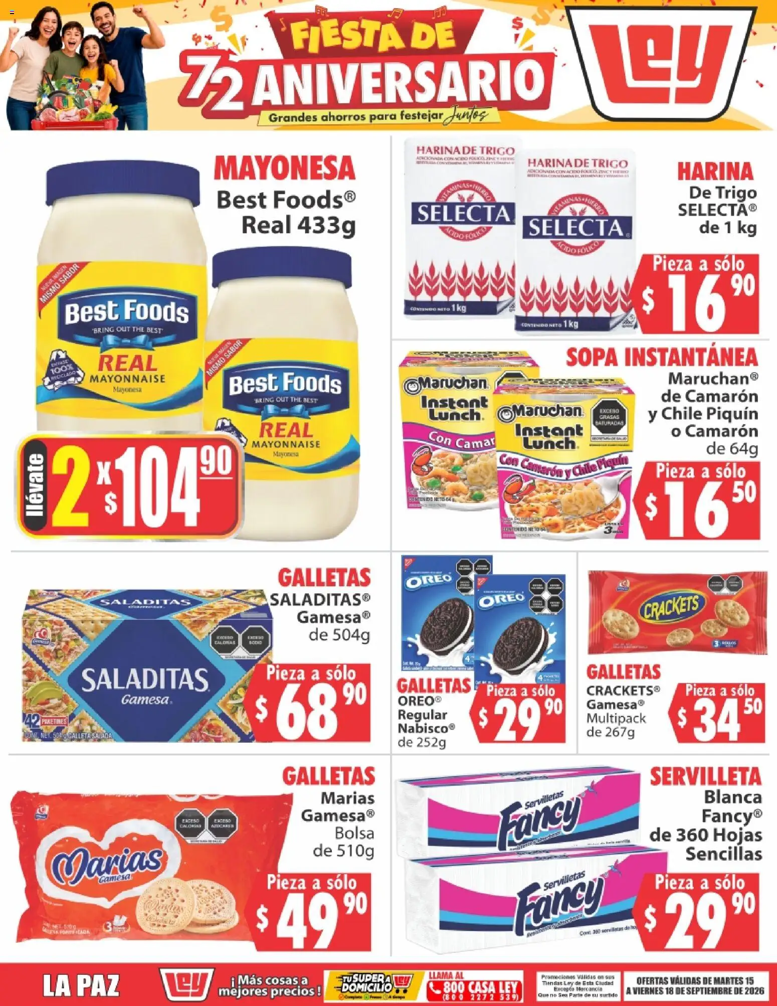 Nuevas ofertas de Casa Ley válidas en toda la República Mexicana desde el 15/09/2026. ¡Encuentra las mejores ofertas en Casa Ley folleto Autoservicio La Paz! | Página: 2 | Productos: Harina, Chile, Bolsa, Galletas