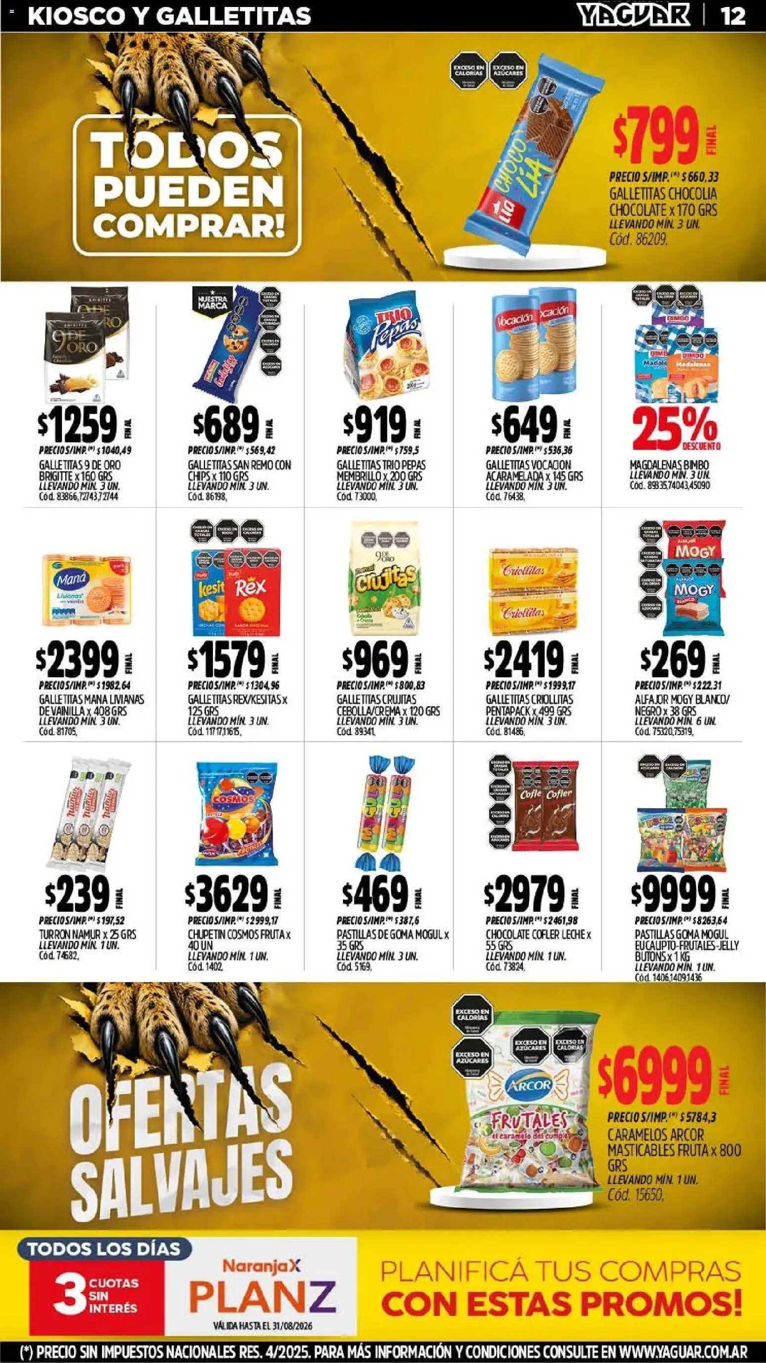 Yaguar - Oferta Semanal Jujuy │ válido desde el 10/08/2026 | Página: 13 | Productos: Vainilla, Galletitas, Chocolate, Alfajor