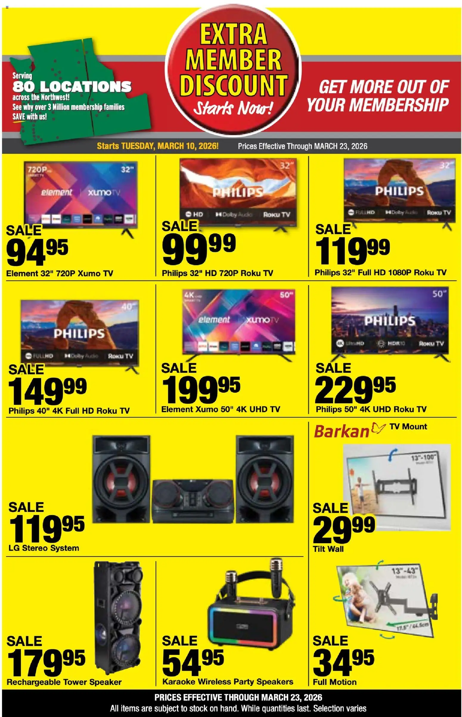 Bi-Mart Extra Membership Discount - valid from 10.03.2026 | Page: 4 | Products: Stereo, Tv, Speaker