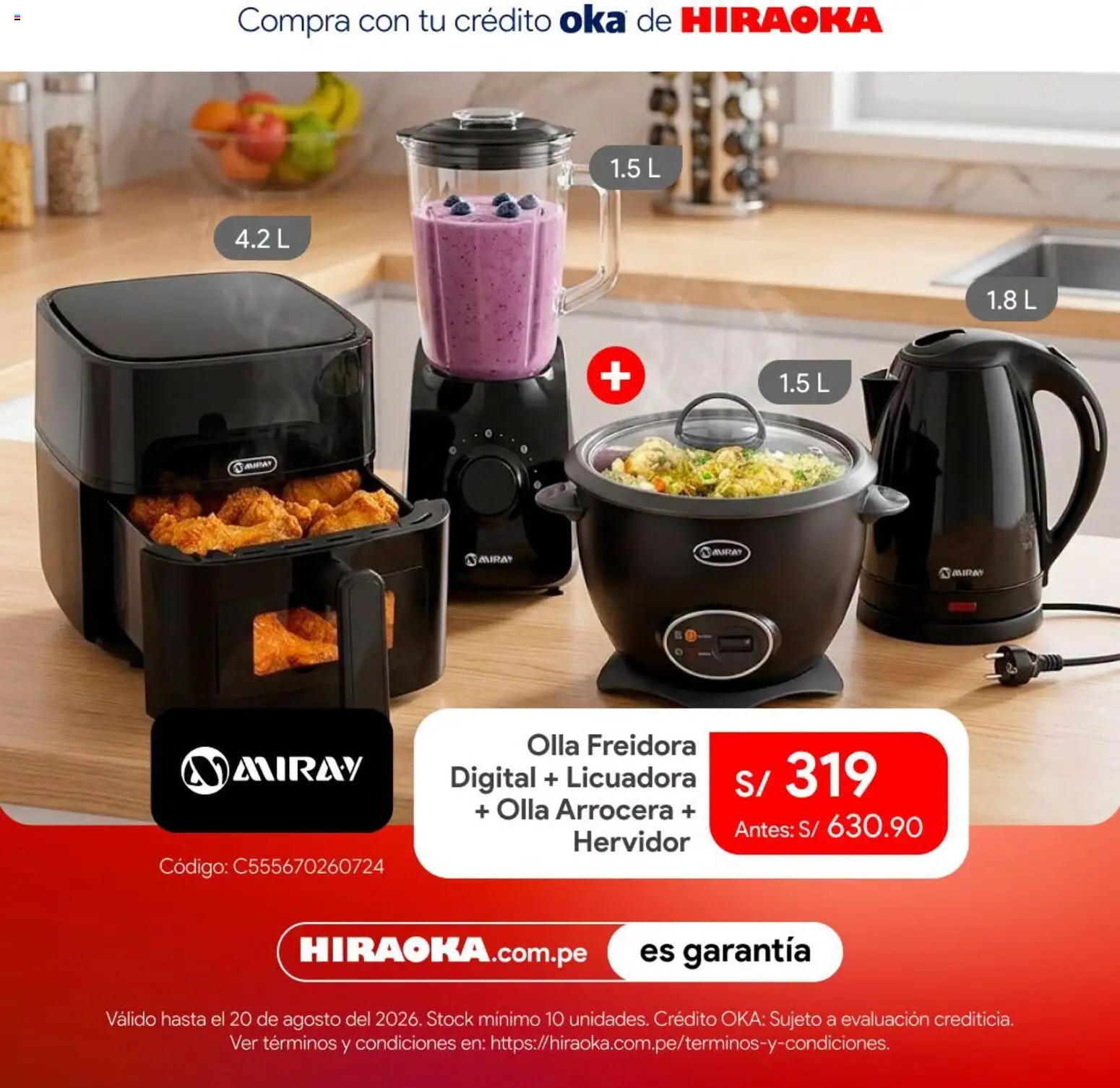 Catálogo Hiraoka válido desde 18/08/2026 | Página: 2 | Productos: Arrocera, Hervidor, Freidora, Licuadora