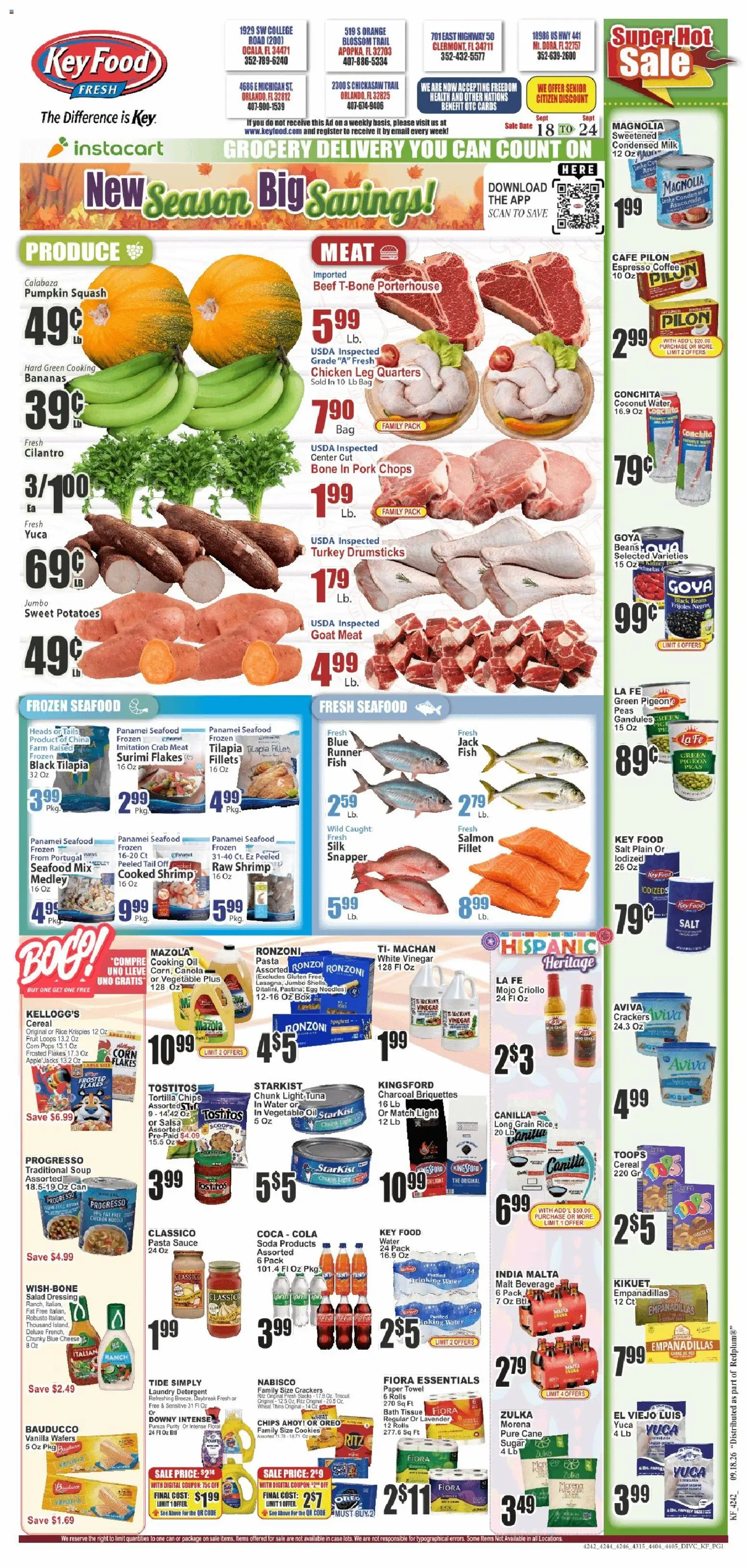 Key Food Weekly Ad - valid from 09/18/2026 | Page: 1 | Products: Pork, Tilapia, Sauce, Dressing