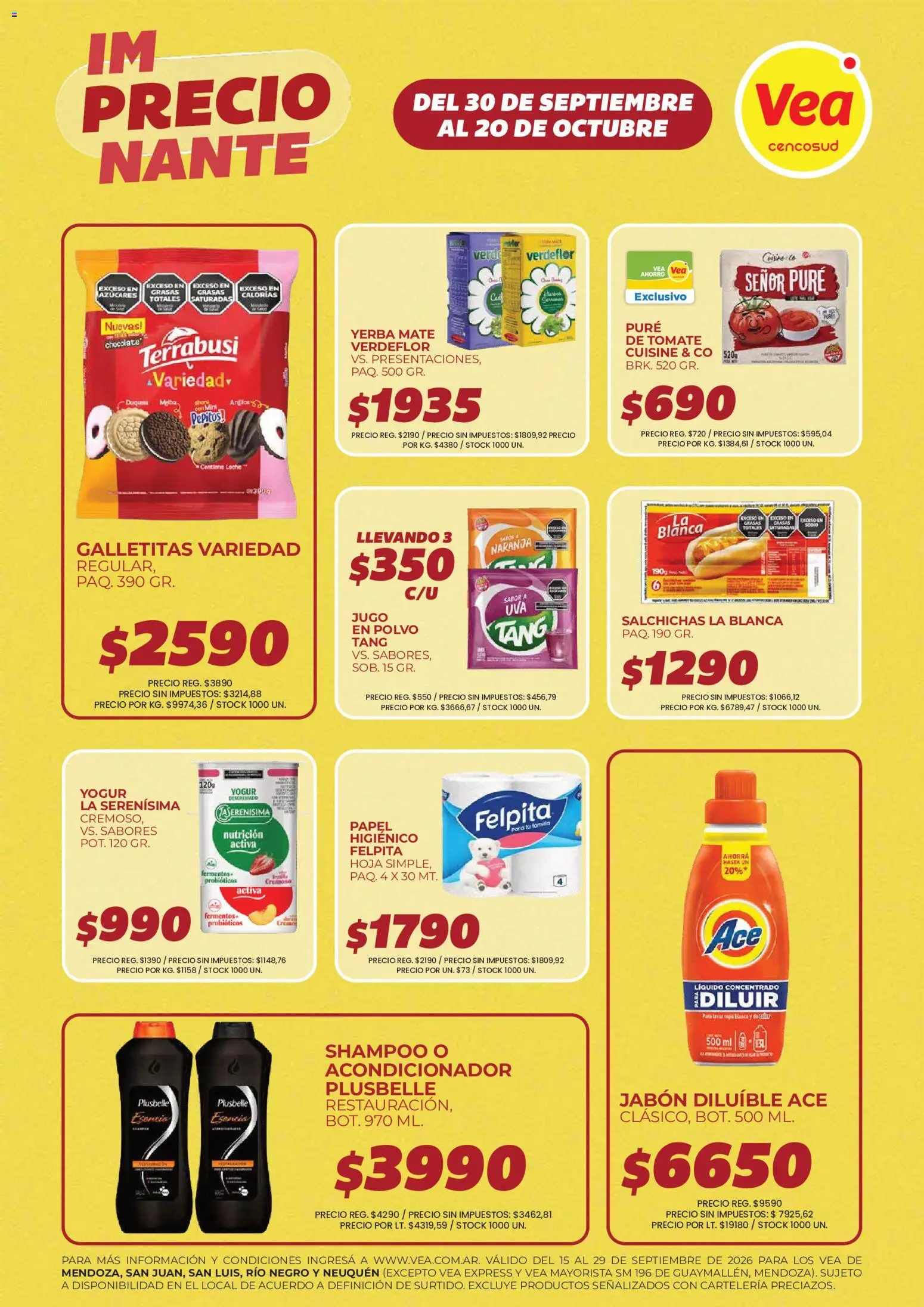 Vea - Volante imPRECIOnante Cuyo │ válido desde el 30/09/2026 | Página: 1 | Productos: Galletitas, Shampoo, Jabón, Puré