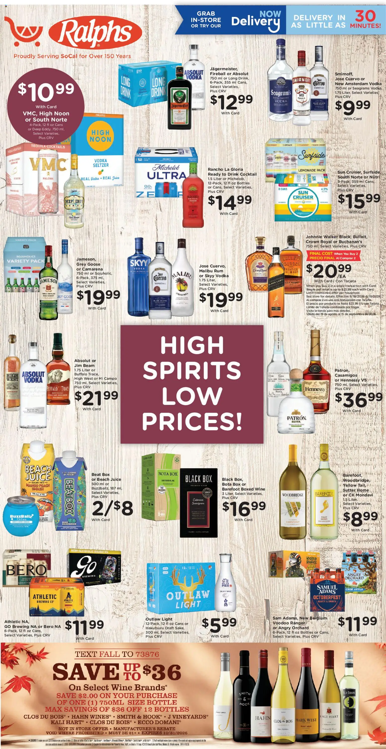 Ralphs Adult Beverage - valid from 08/19/2026 | Page: 1 | Products: Malibu, Grey Goose, Mango, Lemonade