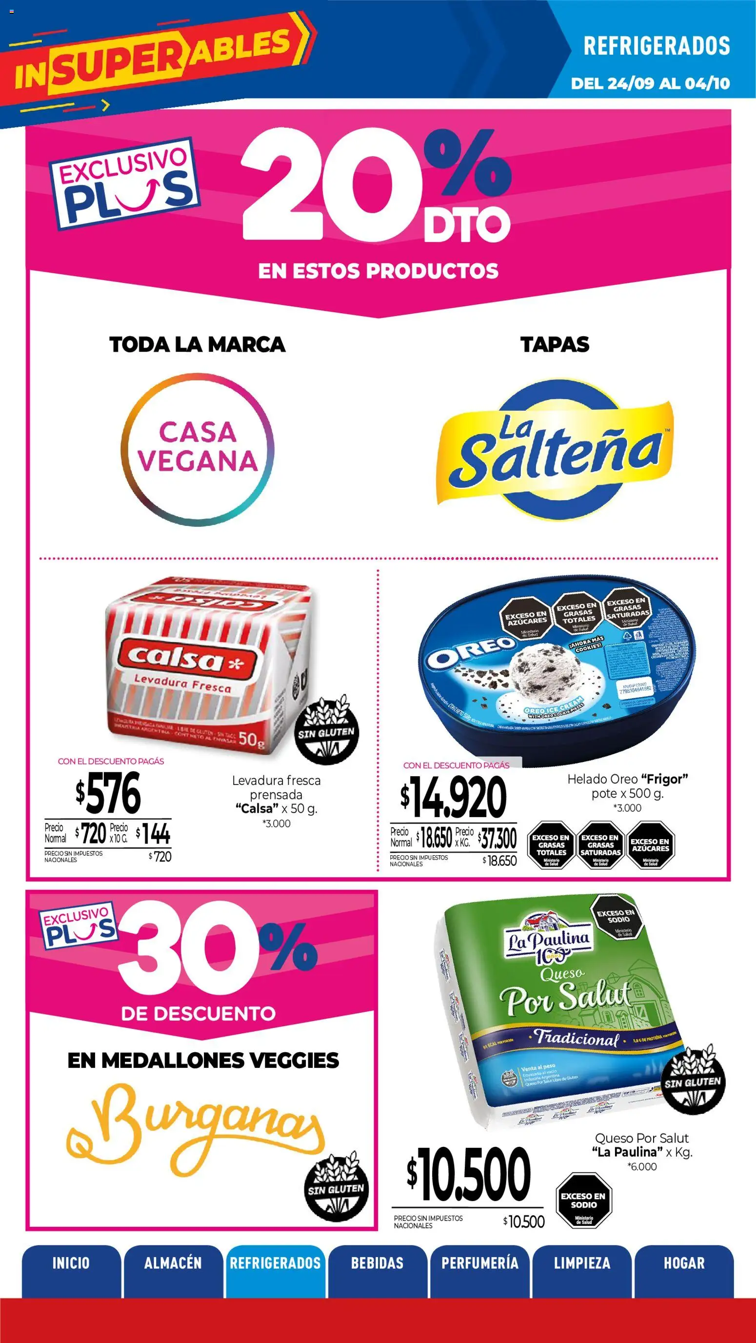 La Anonima catálogo │ válido desde el 24/09/2026 | Página: 16 | Productos: Levadura, Helado, Bebidas, Queso