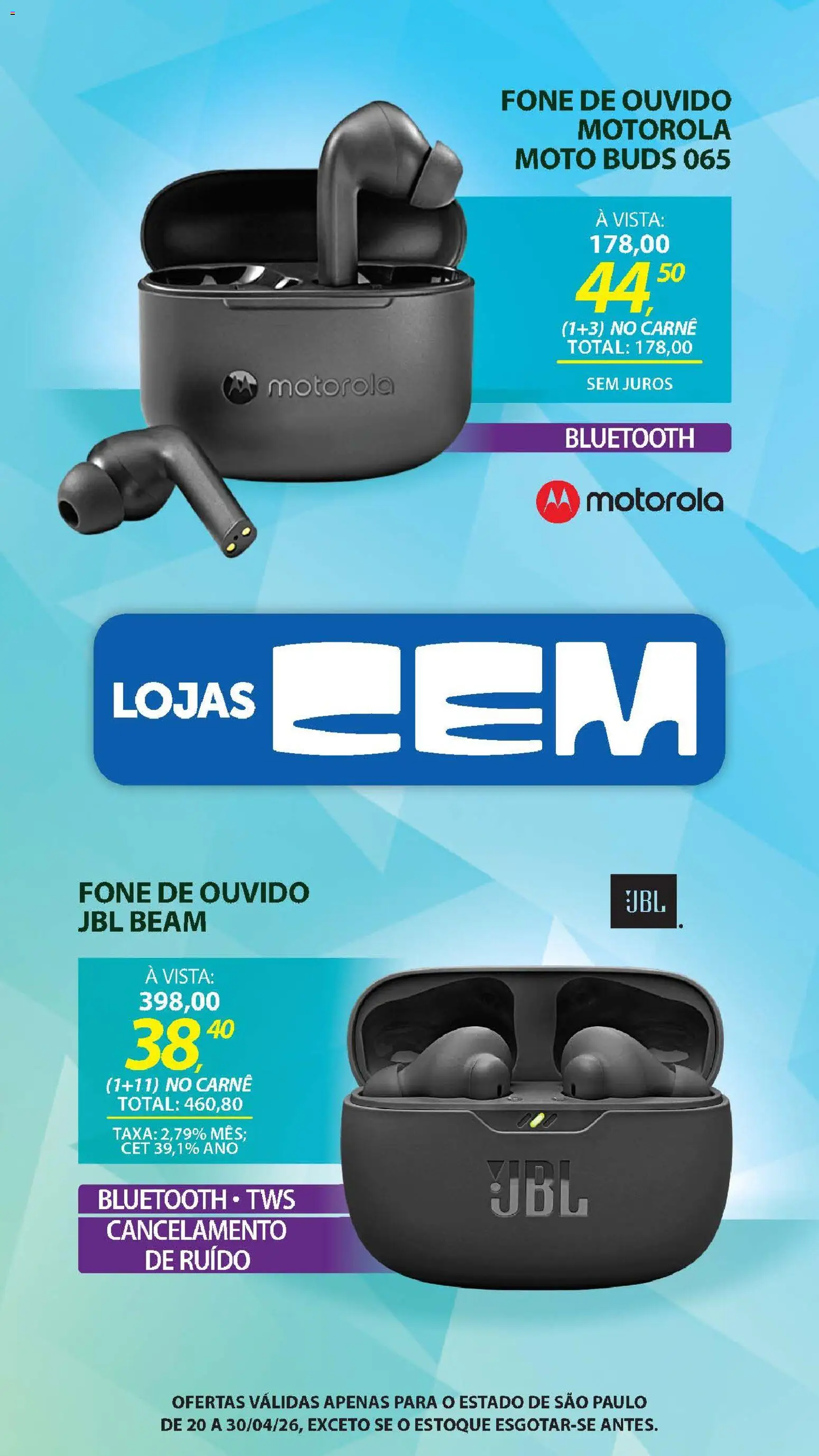 Lojas Cem Folheto - válido de 20.04.2026 | Página: 52 | Produtos: Carne, Fone de ouvido