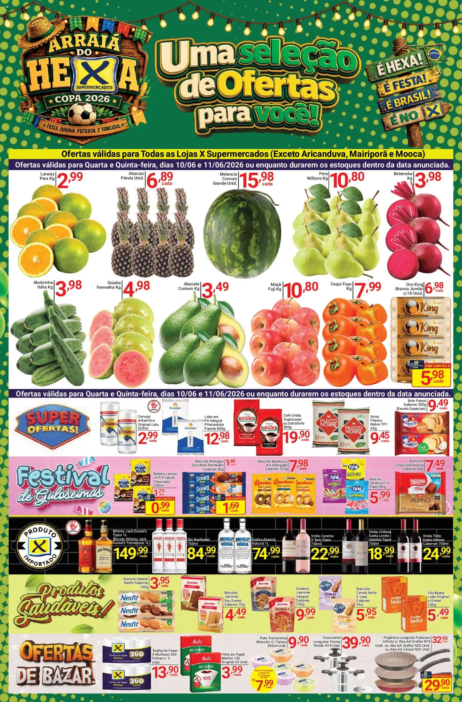 X Supermercados Folheto - válido de 10.06.2026 | Página: 1 | Produtos: Frigideira, Chá, Bebida, Bala