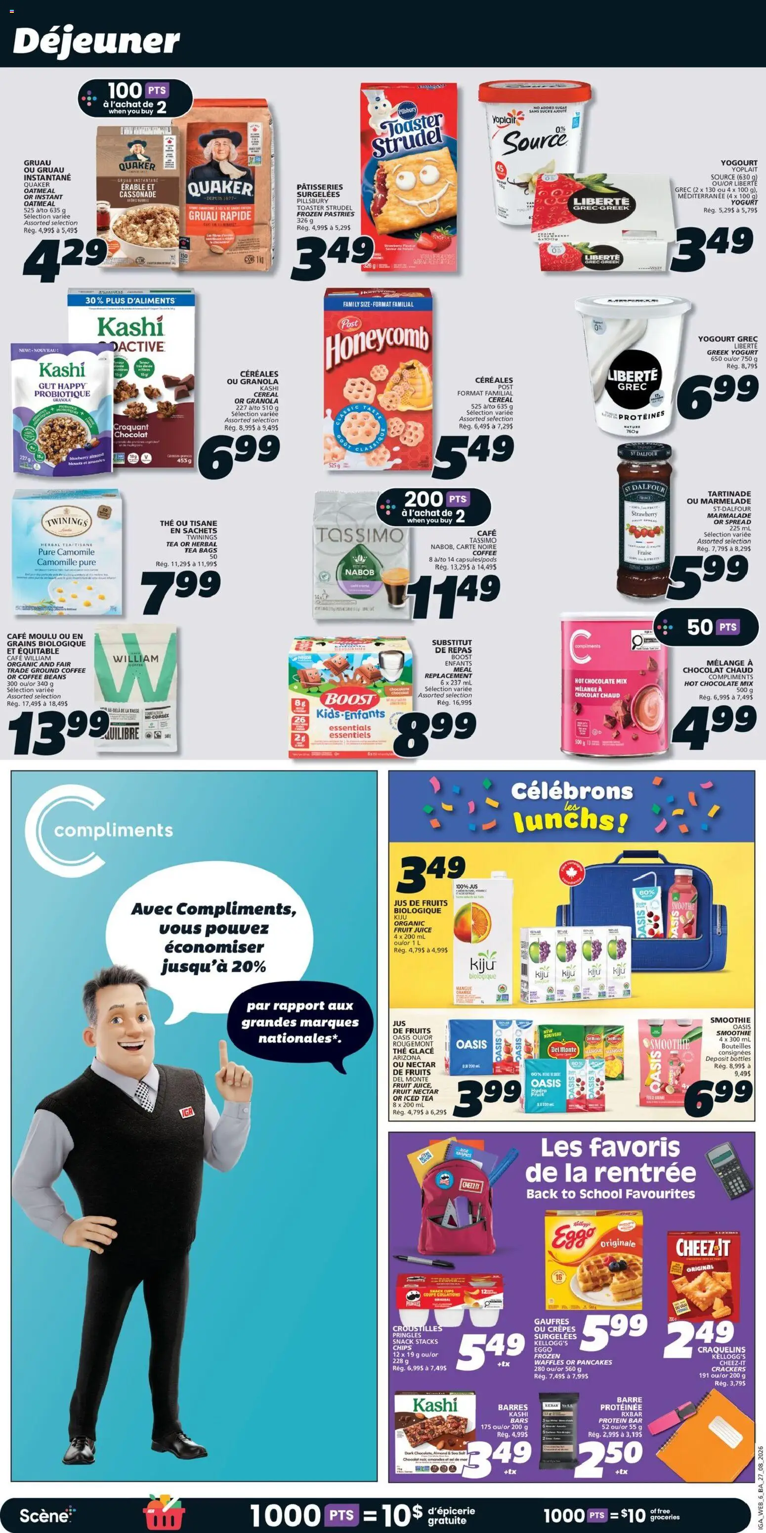 IGA flyer valid from Aug 27, 2026 | Page: 10 | Products: Iced tea, Hot chocolate, Yogurt, Ground coffee