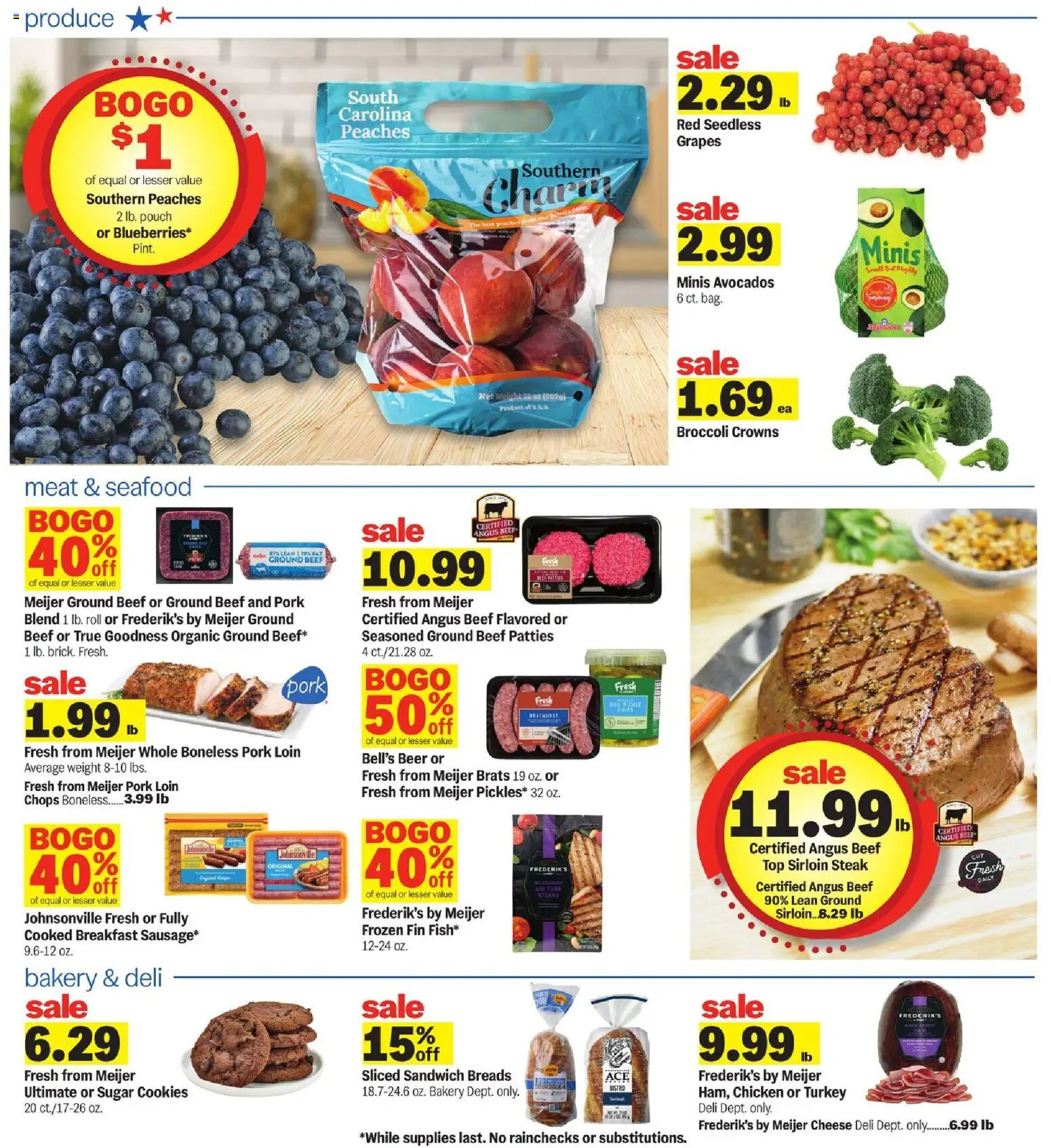 Meijer Weekly Ad - valid from 07/08/2026 | Page: 2 | Products: Bakery, Pork, Beef, Seafood