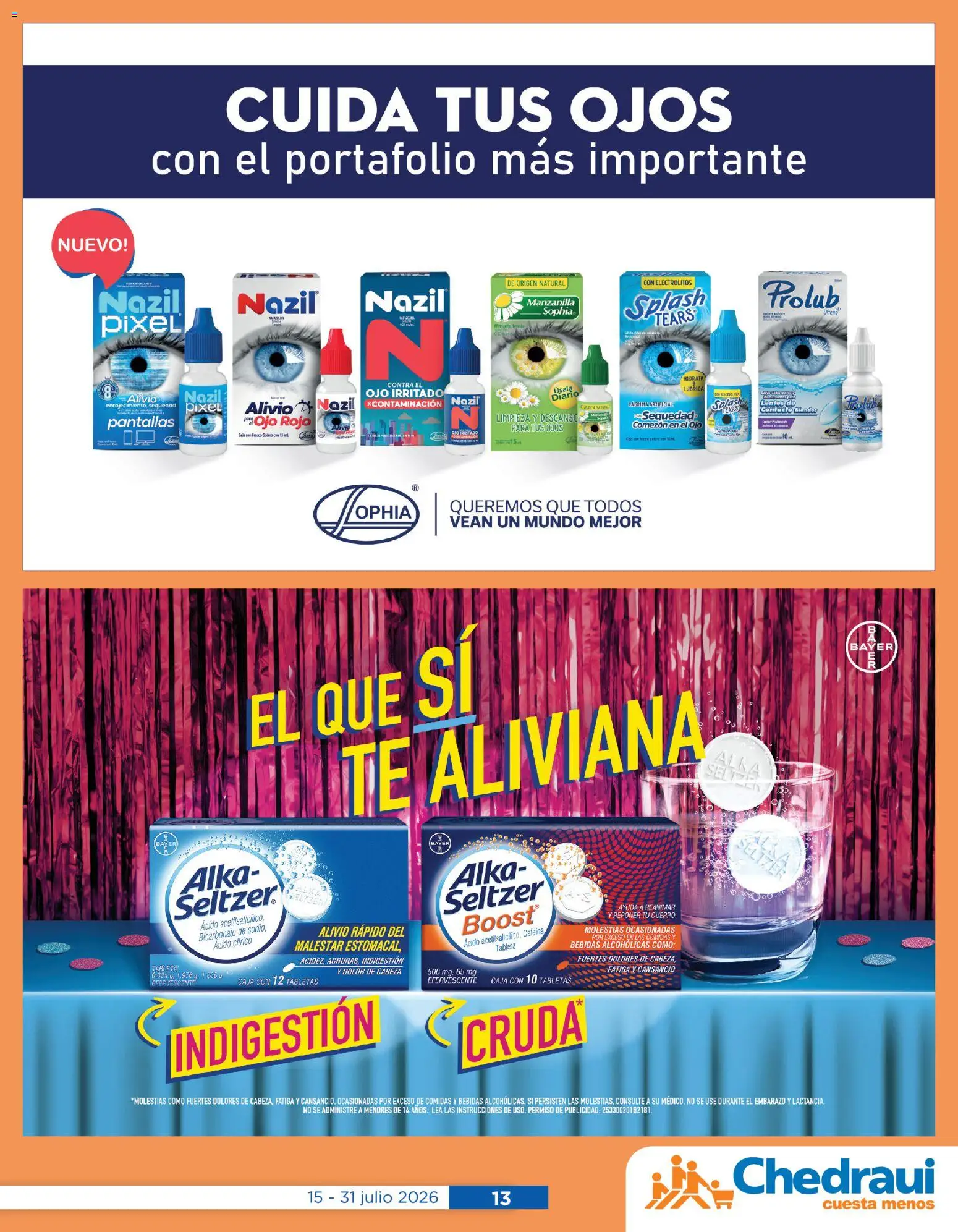 Nuevas ofertas de Chedraui válidas en toda la República Mexicana desde el 15/07/2026. ¡Encuentra las mejores ofertas en Chedraui folleto Cuidar tu salud! | Página: 13 | Productos: Lentes, Pantallas, Frasco, Té