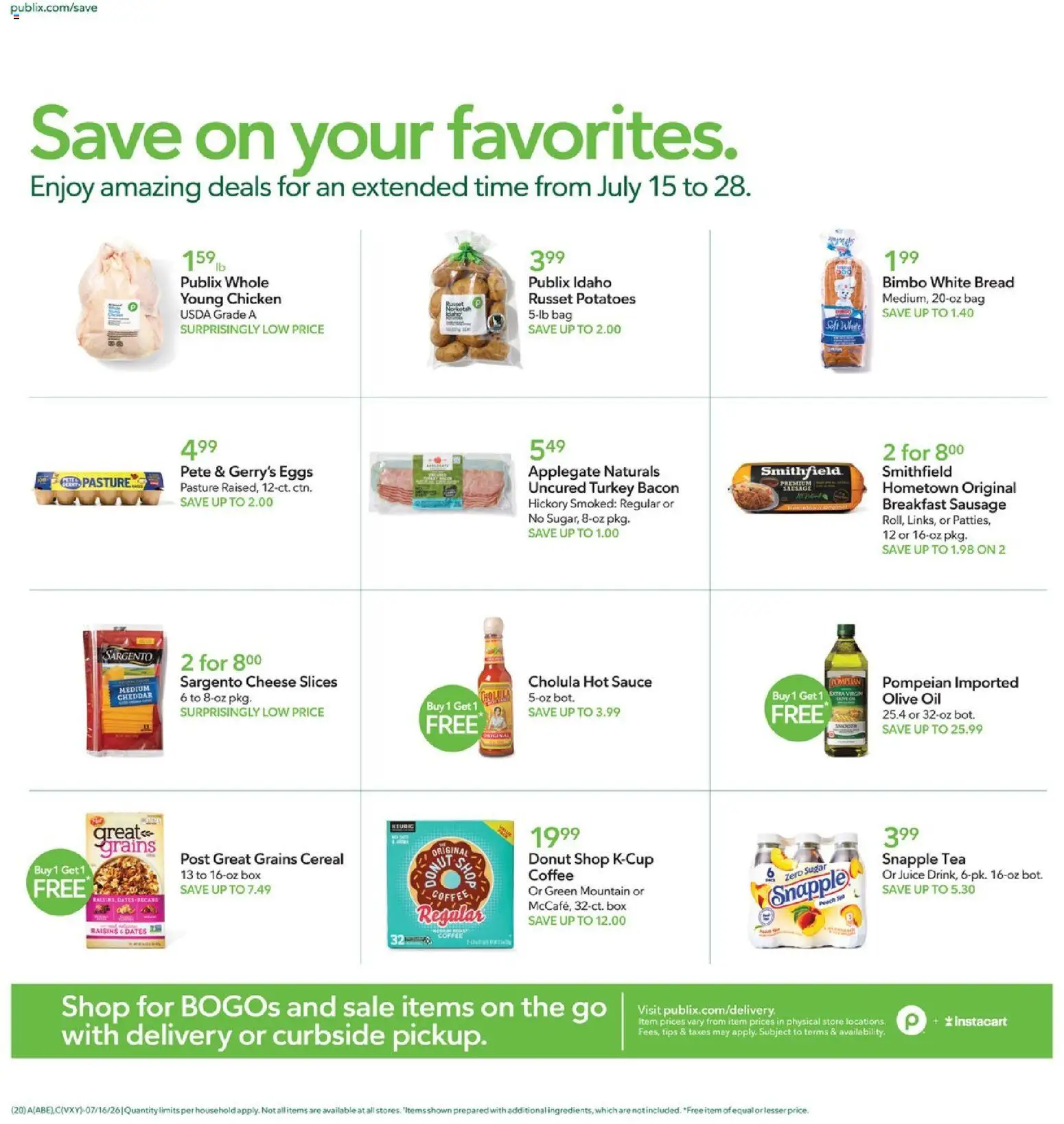 Publix Weekly Ad - valid from 07/15/2026 | Page: 20 | Products: Chicken, Potatoes, Sugar, Cereal