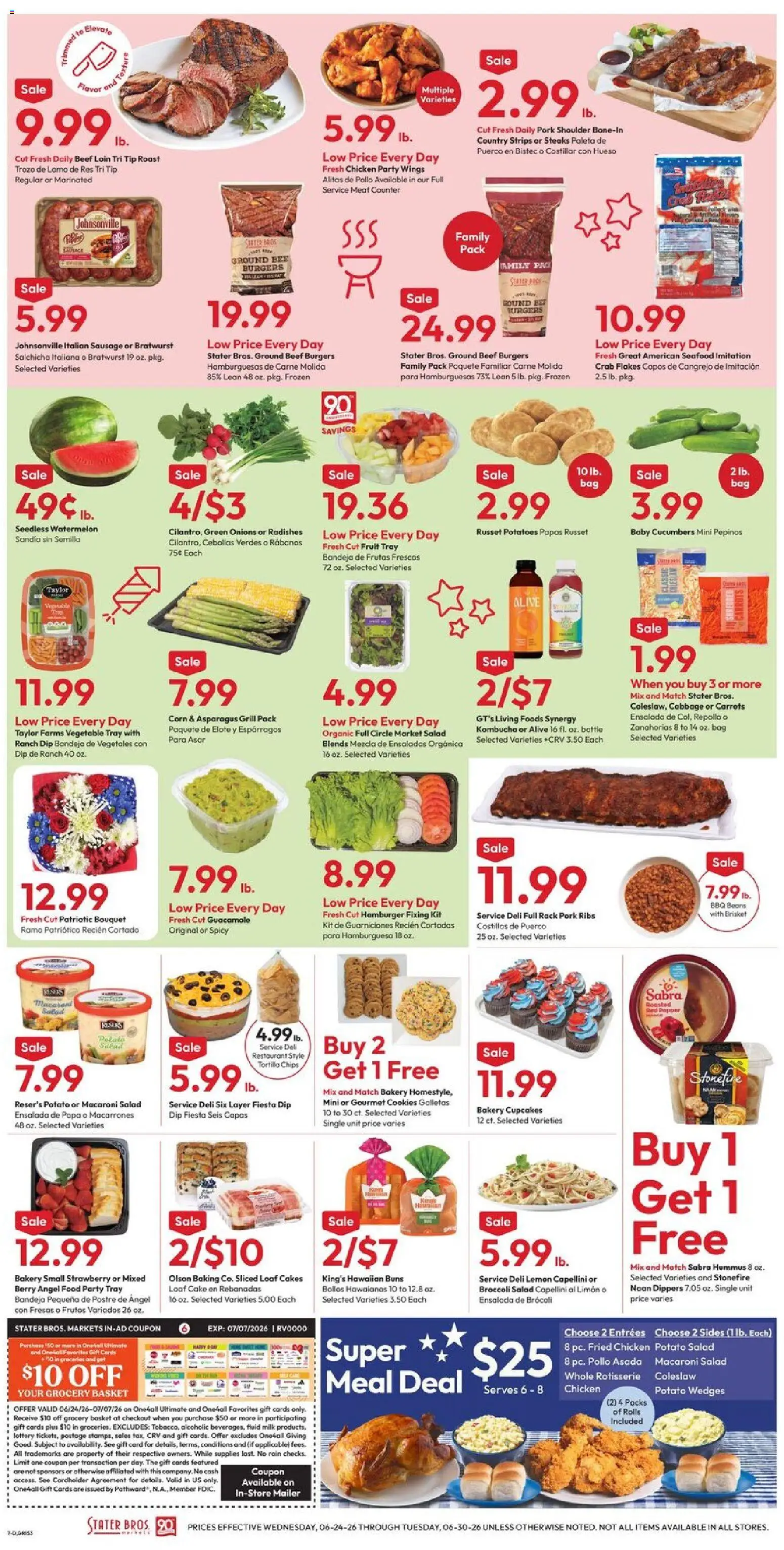 Stater Bros Weekly Ad - valid from 06/24/2026 | Page: 7 | Products: Bakery, Cookies, Cucumbers, Sausage