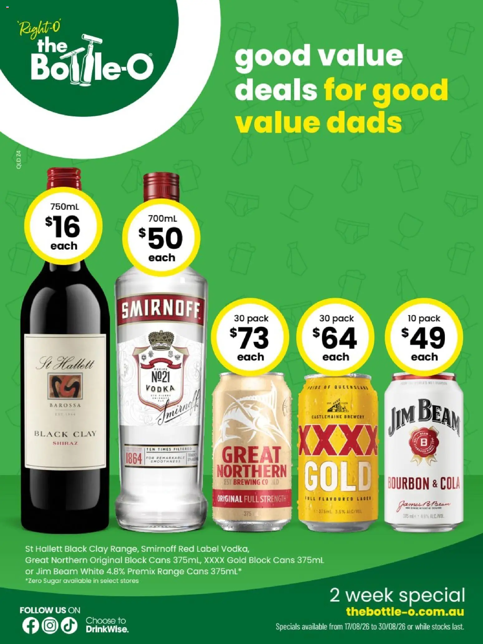 The Bottle-O catalogue - valid from 17/08/2026 | Page: 1 | Products: Jim Beam, Bourbon, Vodka, Sugar