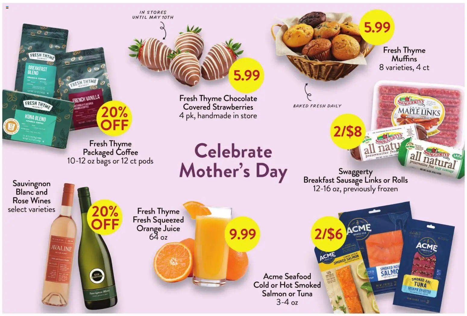 Fresh Thyme Weekly Ad - MO - valid from 06.05.2026 | Page: 5 | Products: Chocolate, Fish, Strawberries, Sausage