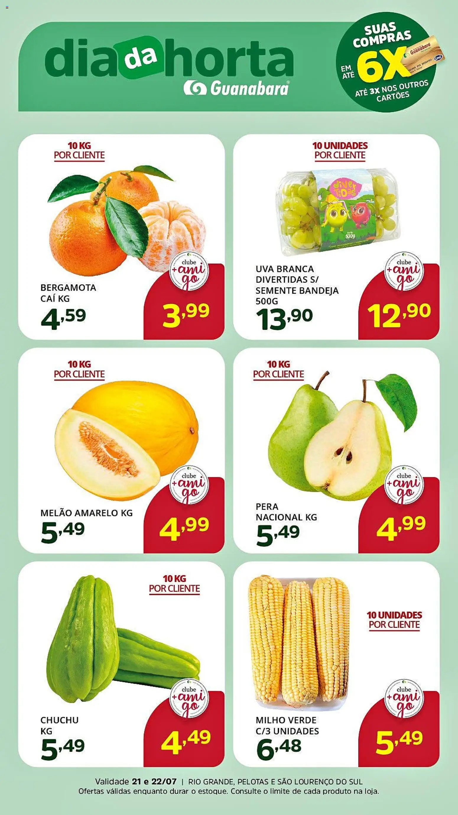 Supermercado Guanabara Folheto - válido de 21/07/2026 | Página: 1 | Produtos: Bergamota, Chuchu, Milho verde, Bandeja