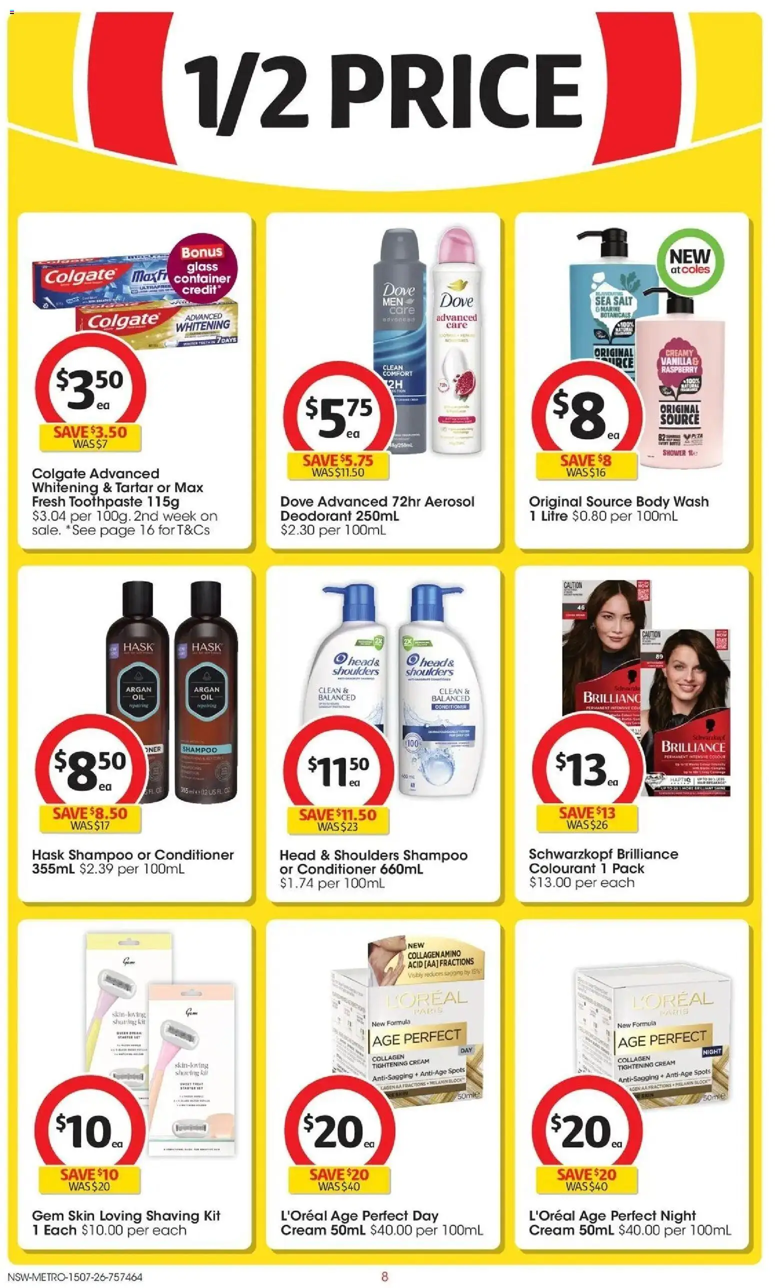 Coles catalogue - valid from 15/07/2026 | Page: 8 | Products: Gem, Deodorant, Raspberry, Vanilla