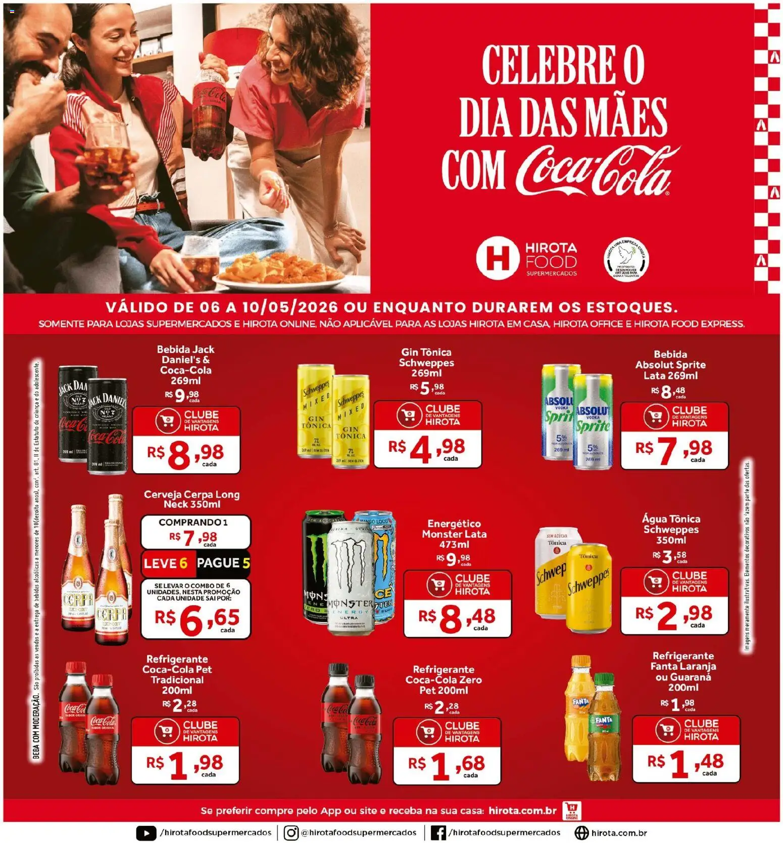 Hirota Food Folheto - válido de 06.05.2026 | Página: 1 | Produtos: Cerveja, Vodka, Refrigerante, Monster