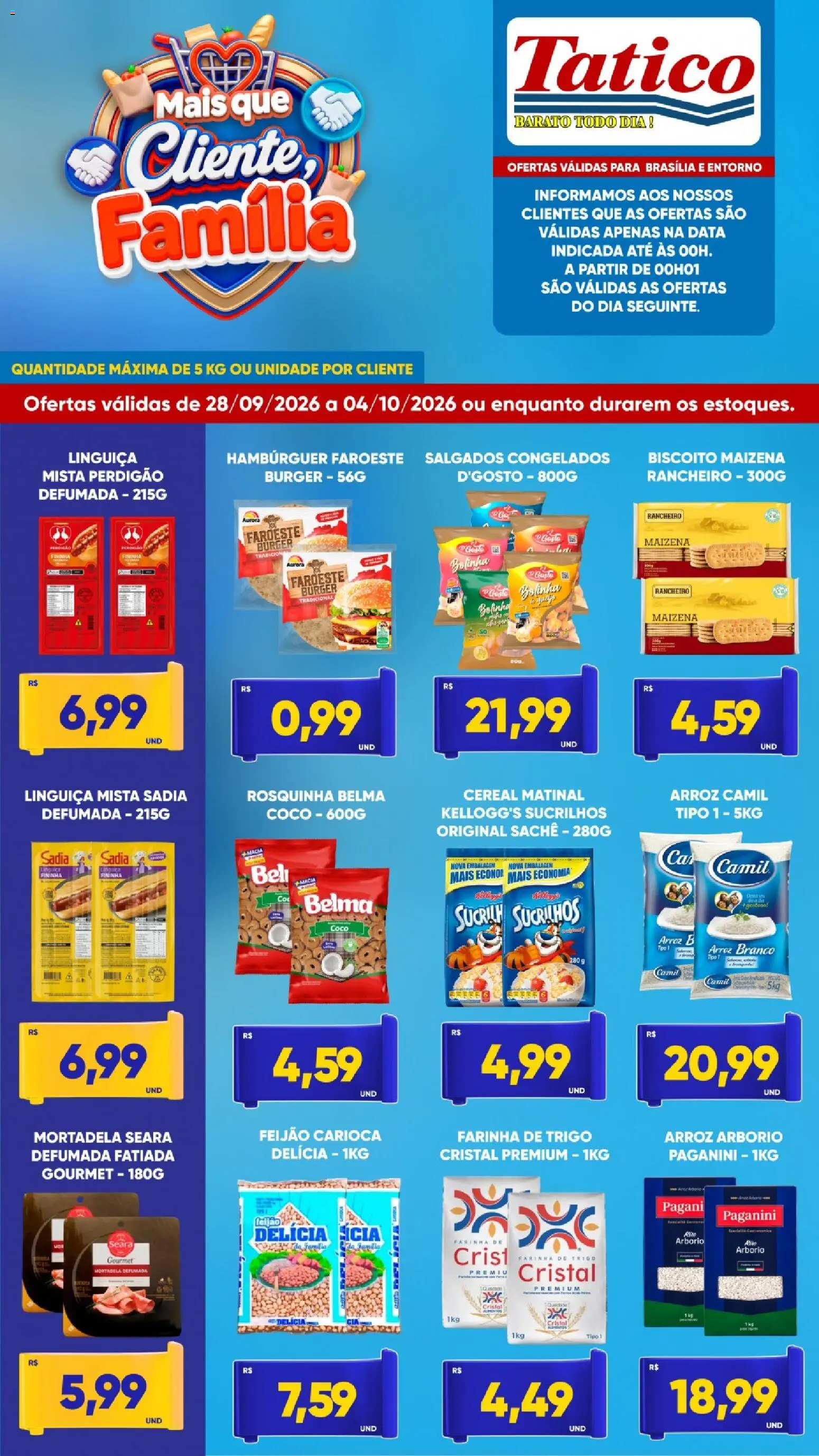 Tatico Folheto - válido de 28/09/2026 | Página: 2 | Produtos: Arroz, Sucrilhos, Hambúrguer, Rosquinha
