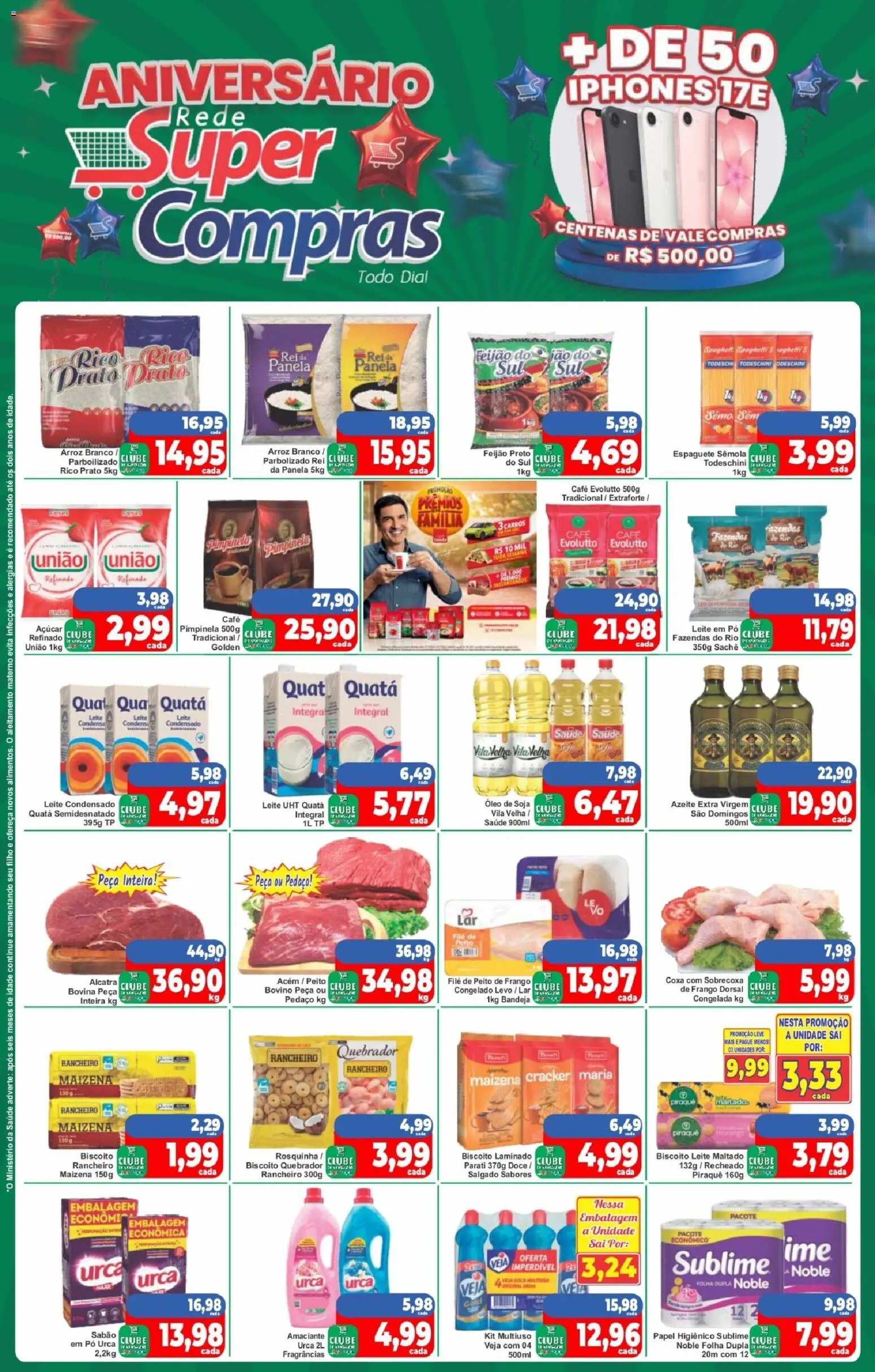 Rede Super Compras Folheto - válido de 03/08/2026 | Página: 1 | Produtos: Feijão, Pó, Café, Arroz