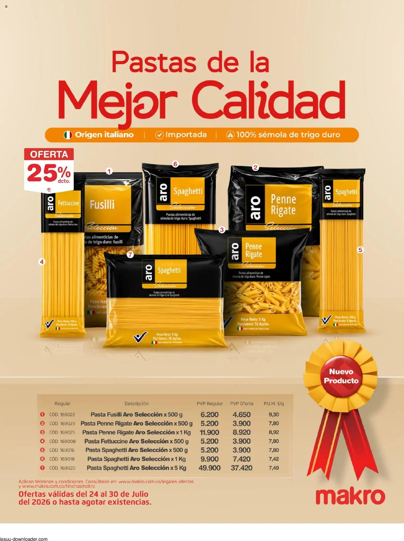 Makro revista - valida desde el 24/07/2026 | Página: 10 | Productos: Pasta, Mermelada, Peso