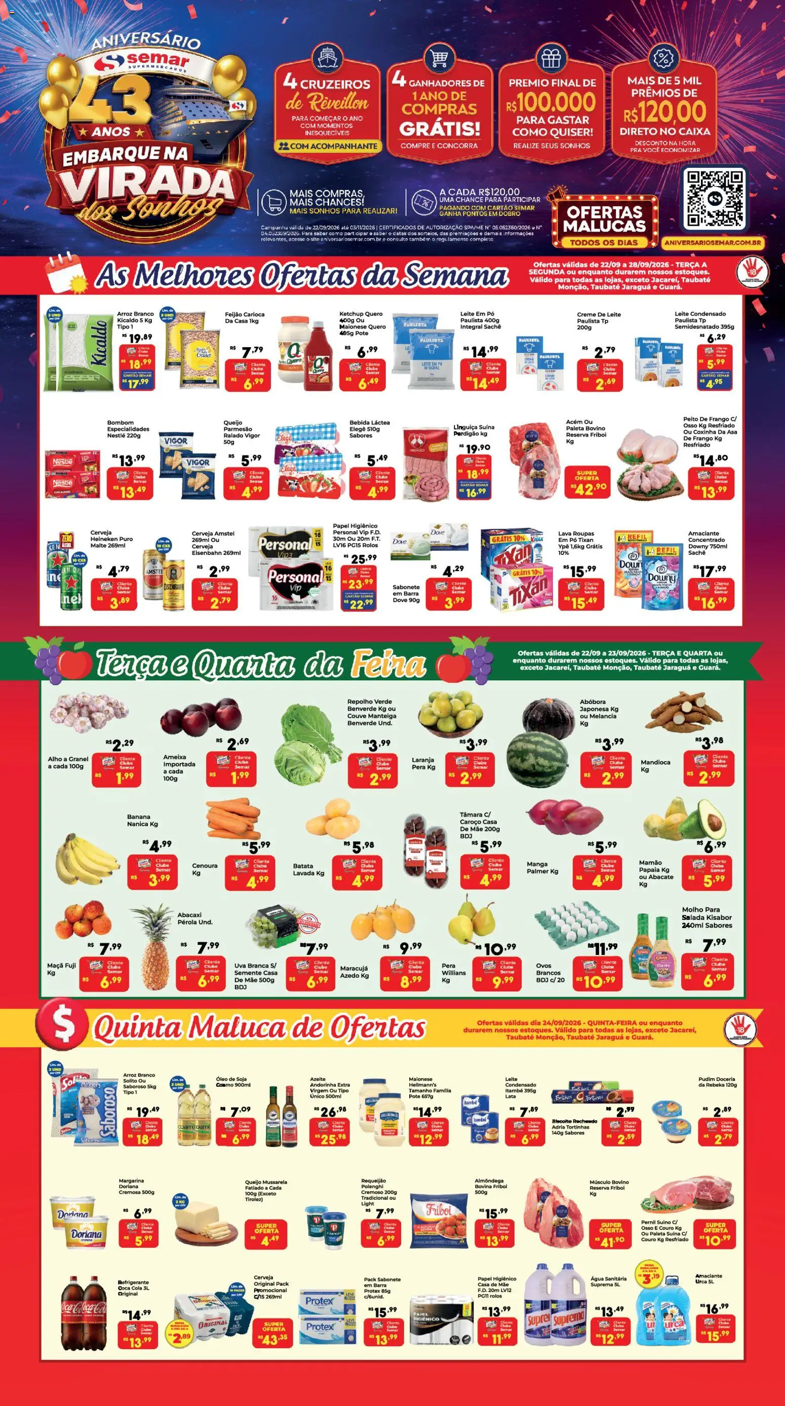 Semar Supermercado Folheto - válido de 22/09/2026 | Página: 1 | Produtos: Maracujá, Paleta suína, Pernil suíno, Água sanitária