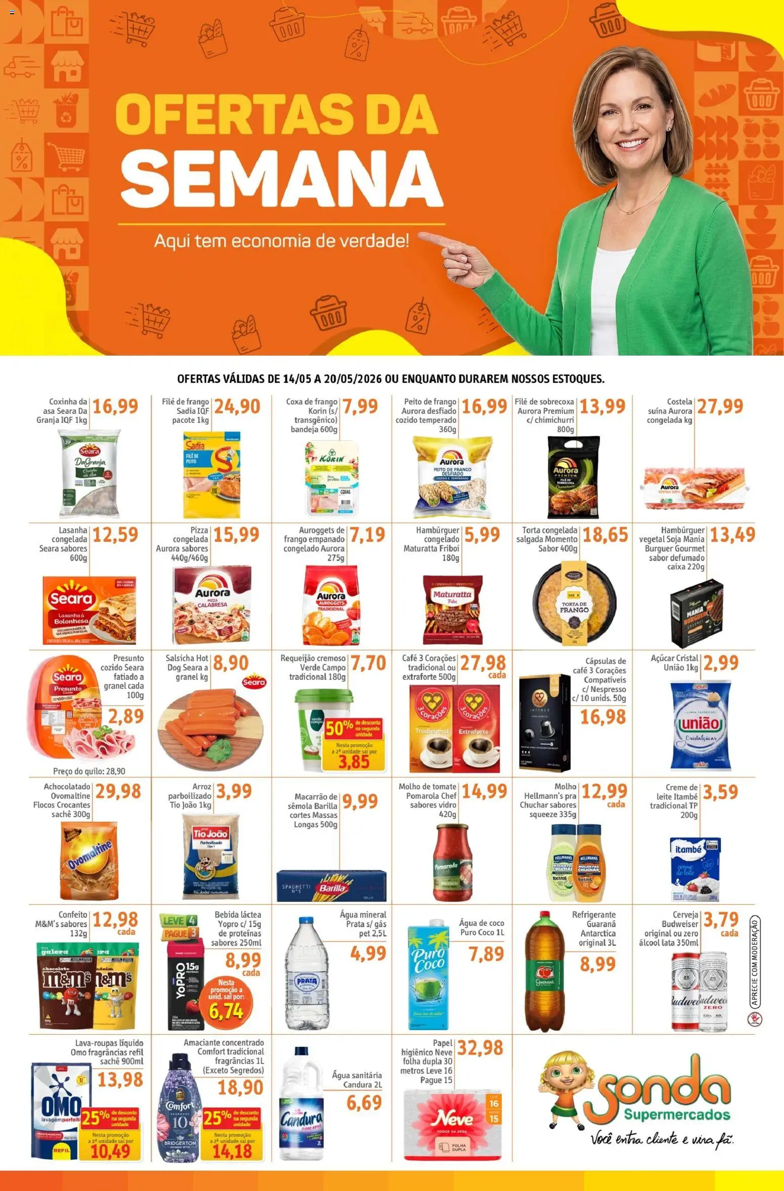 Sonda Folheto - válido de 14.05.2026 | Página: 1 | Produtos: Macarrão, Lasanha, Água mineral, Água sanitária