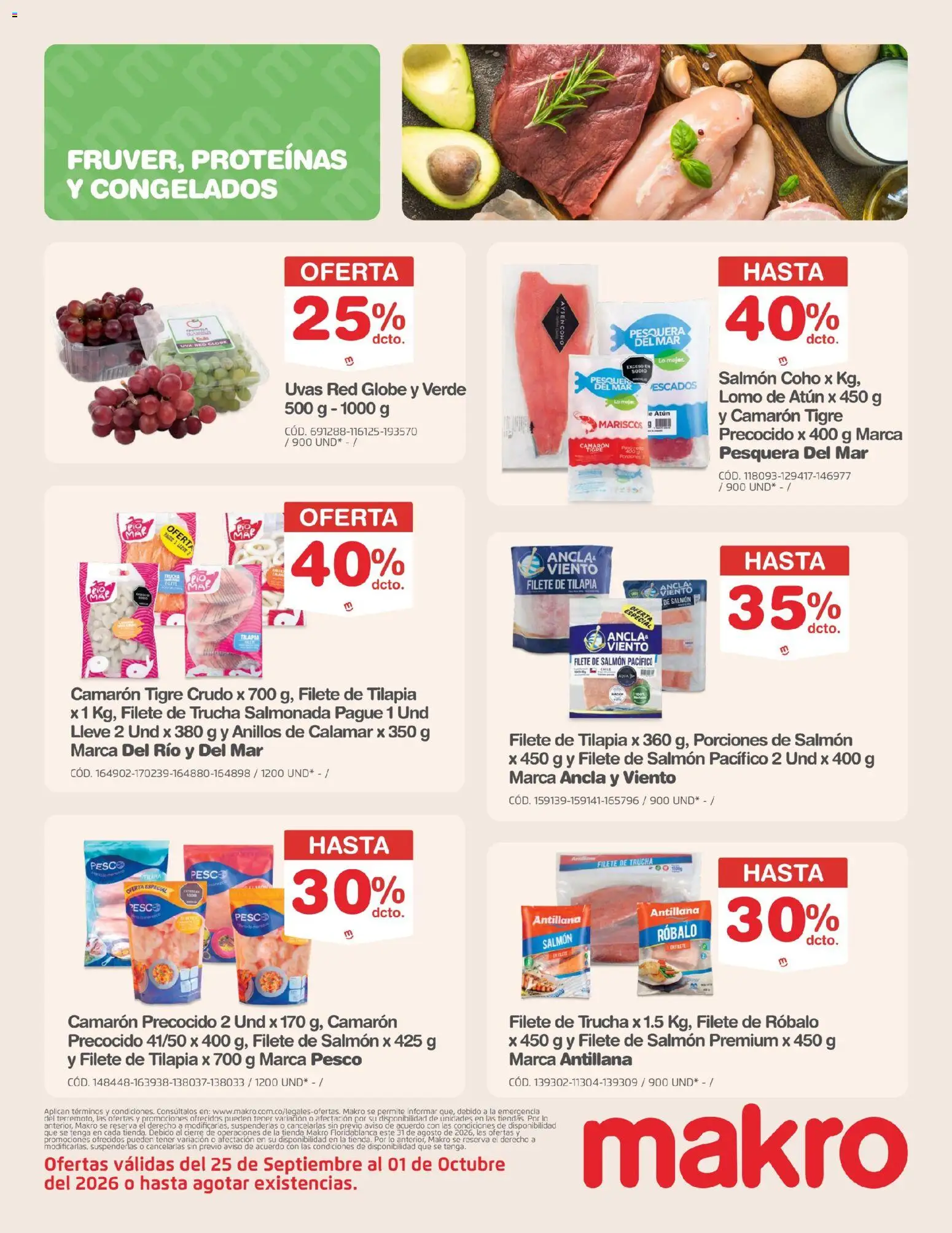 Makro revista - valida desde el 25/09/2026 | Página: 2 | Productos: Atún, Mariscos, Filete de salmón, Camarón