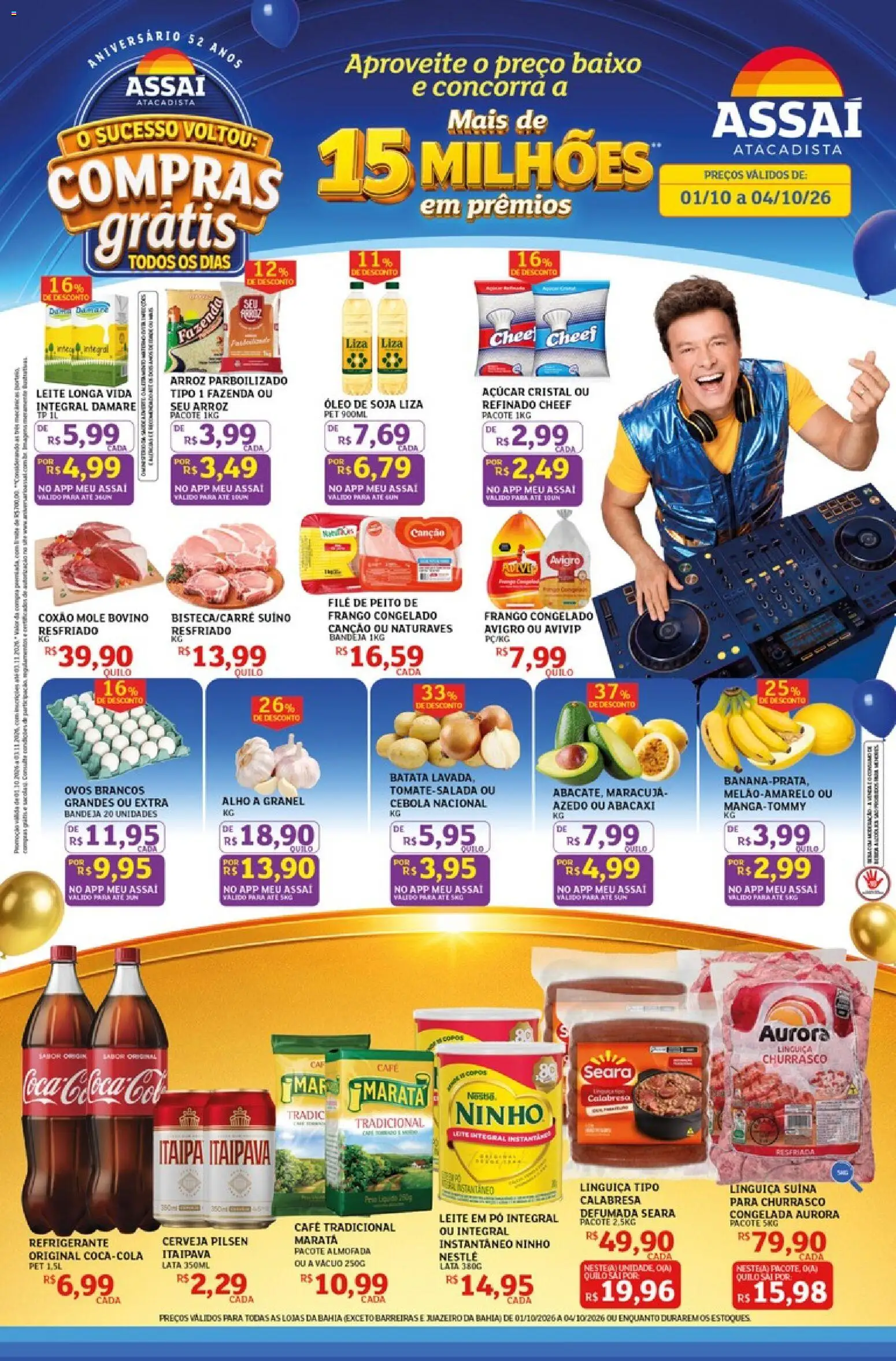 Assaí Atacadista Folheto - válido de 01/10/2026 | Página: 1 | Produtos: Leite longa vida, Pó, Arroz parboilizado, Leite