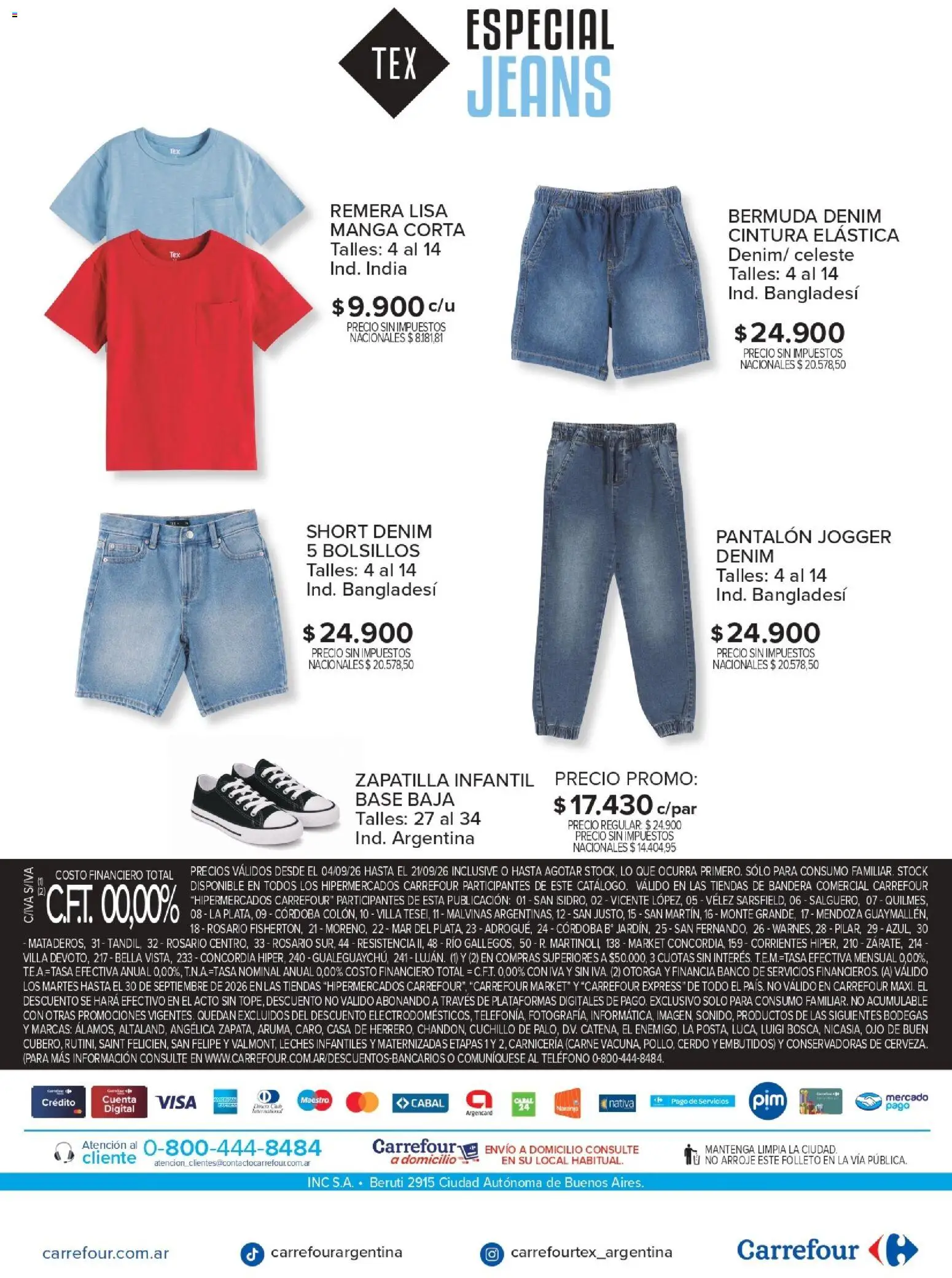 Carrefour - Tex | Especial Jeans │ válido desde el 04/09/2026 | Página: 9 | Productos: Short, Bermuda, Carne, Cerdo