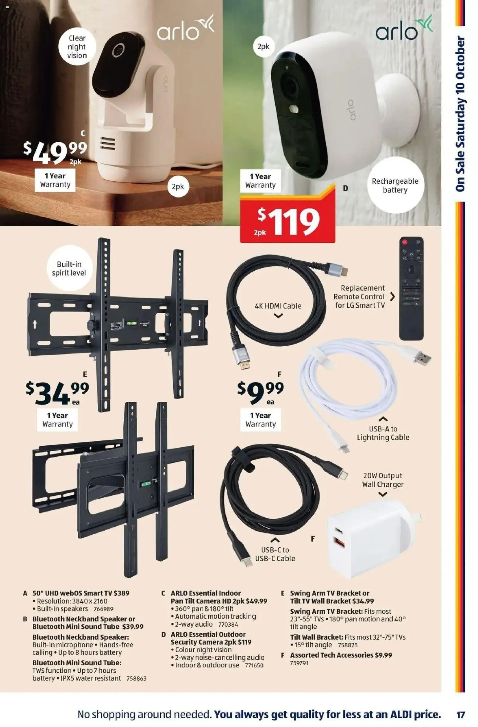 Aldi catalogue - valid from 07/10/2026 | Page: 17 | Products: Battery, Accessories, Speaker, Smart tv